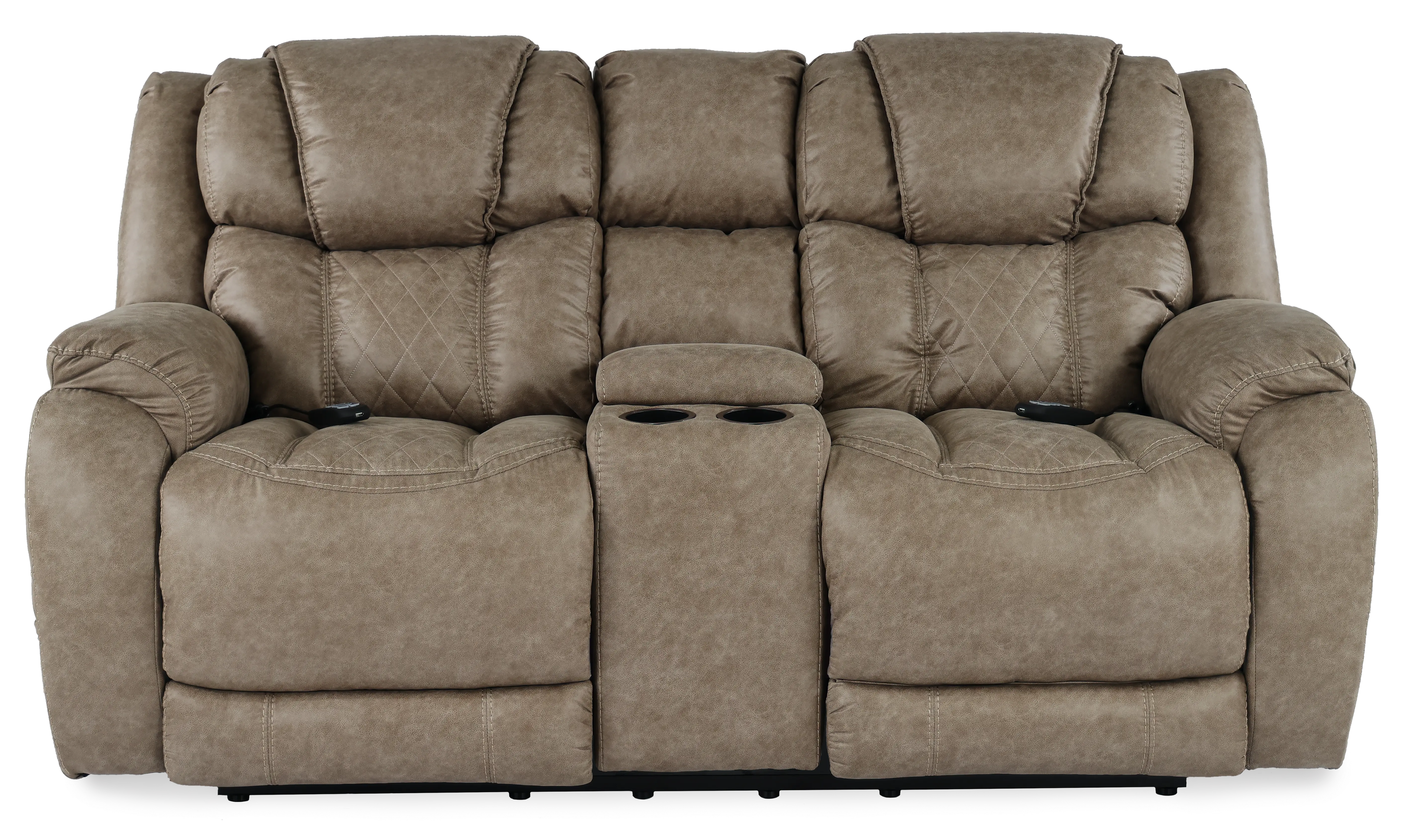 Daytona Mushroom Tan Power Reclining Loveseat with Console-1