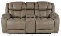 Daytona Mushroom Tan Power Reclining Loveseat with Console