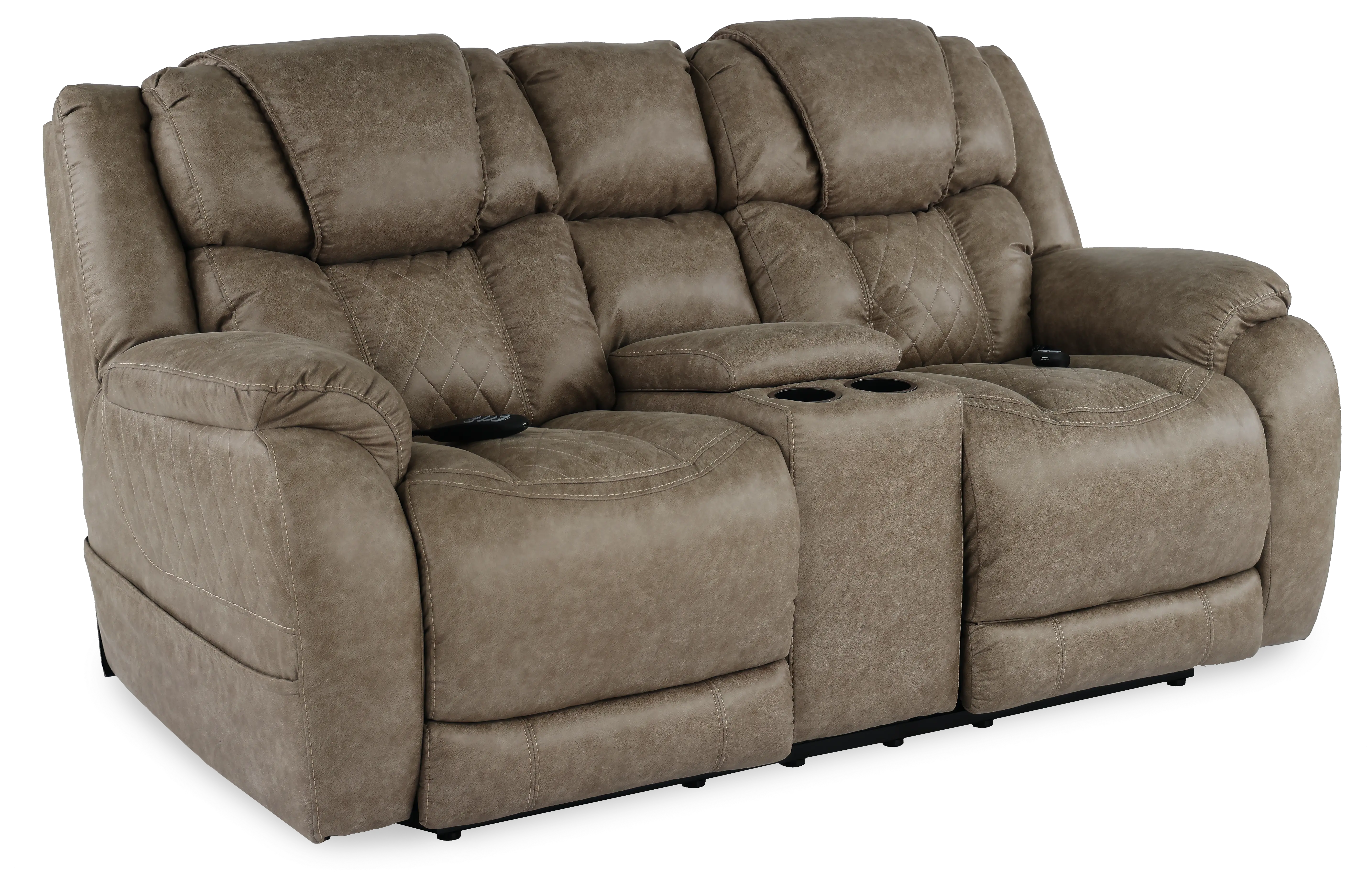 Daytona Mushroom Tan Power Reclining Loveseat with Console-4