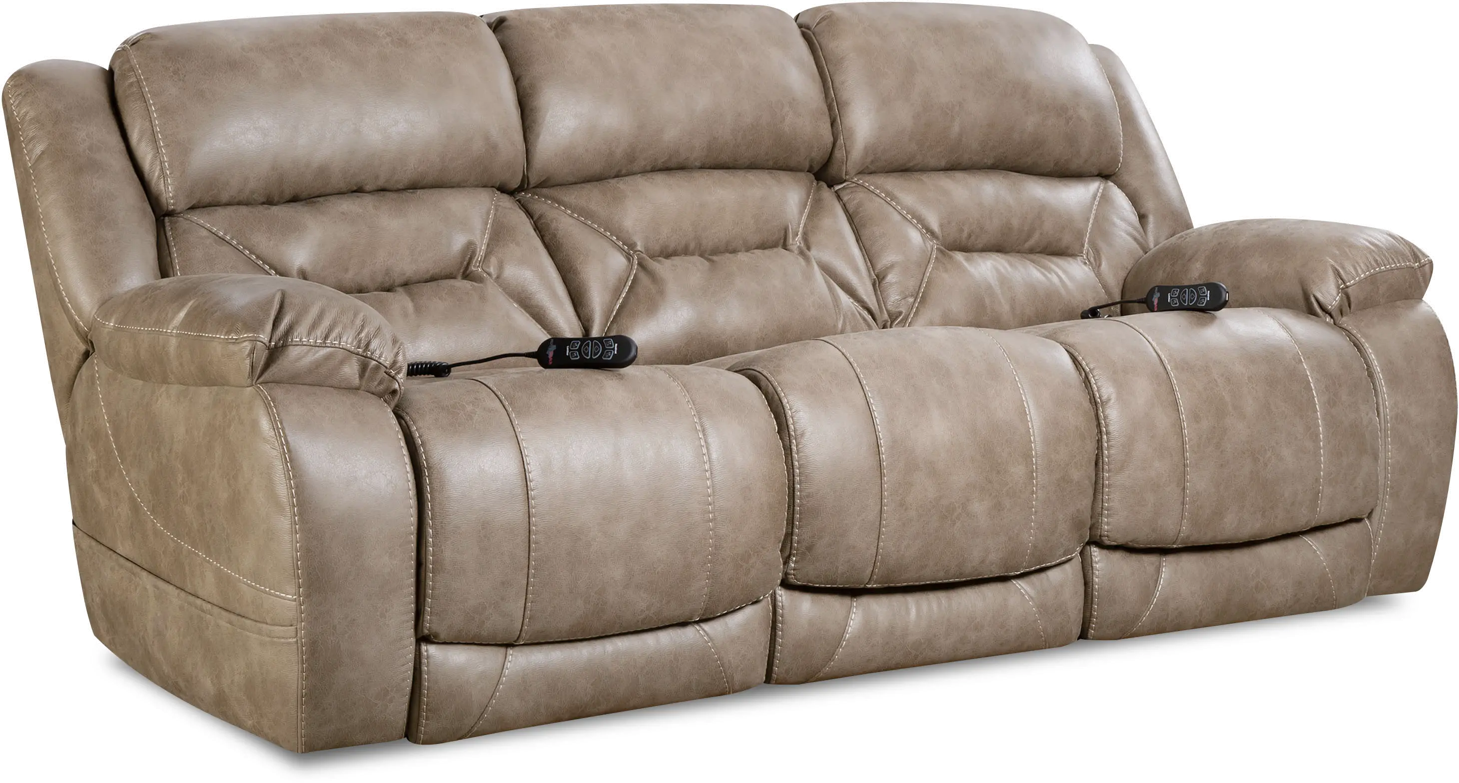 Enterprise Light Mushroom Brown Power Reclining Sofa with Power Headrests-1