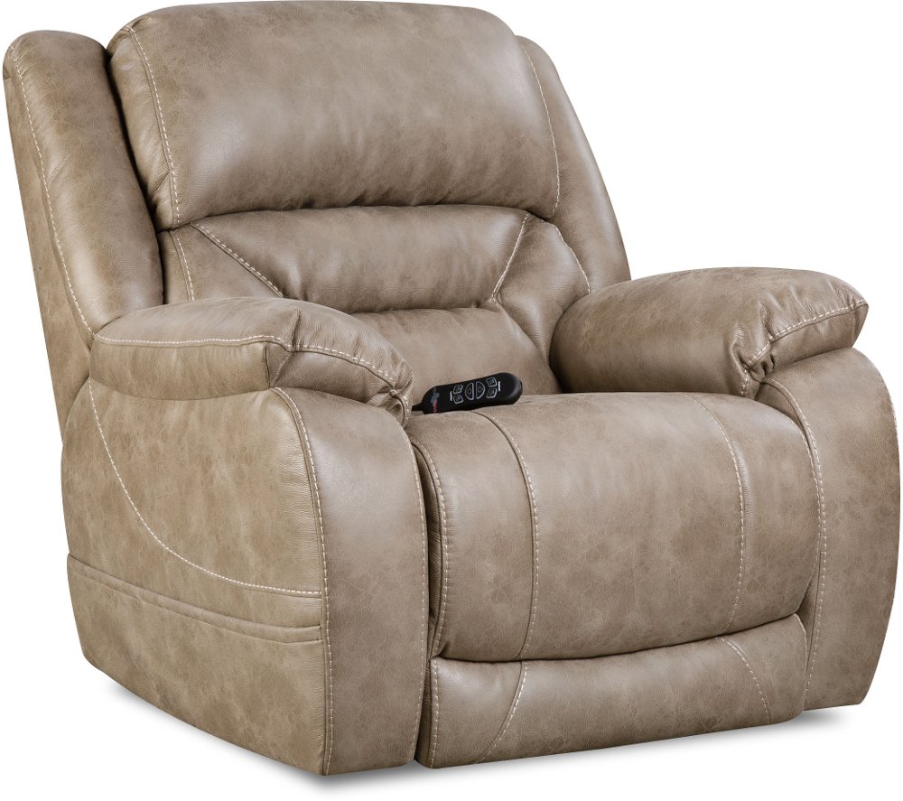 Enterprise Light Mushroom Brown Power Recliner with Power Headrest