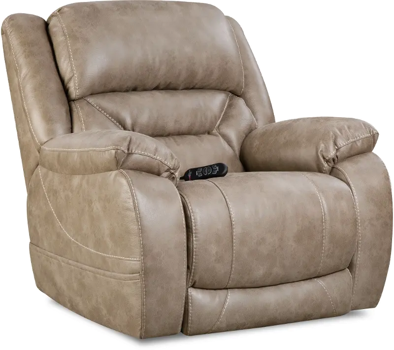 Enterprise Light Mushroom Brown Power Recliner with Power Headrest