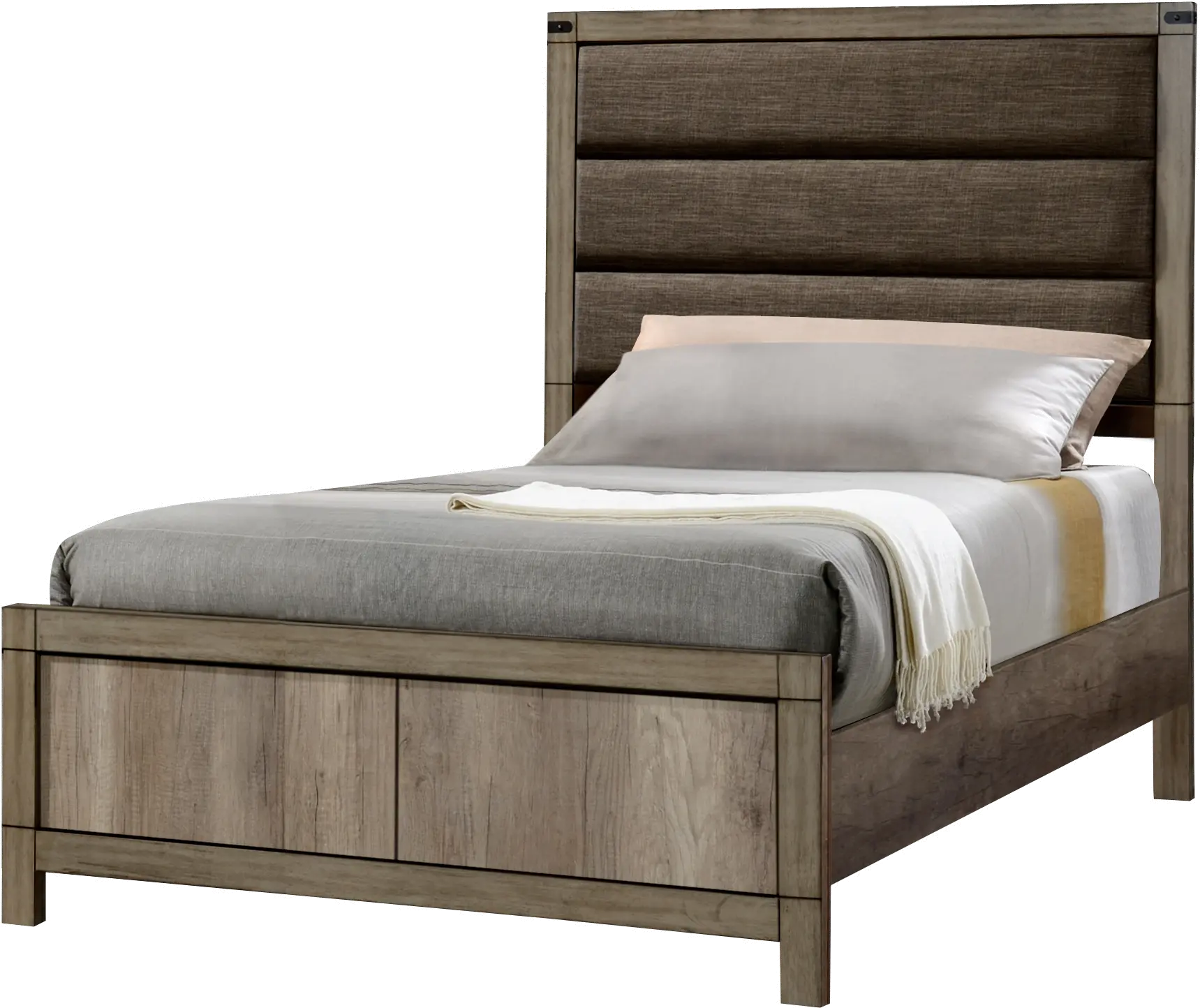 Matteo Rustic Contemporary Antiqued White Full Bed-1