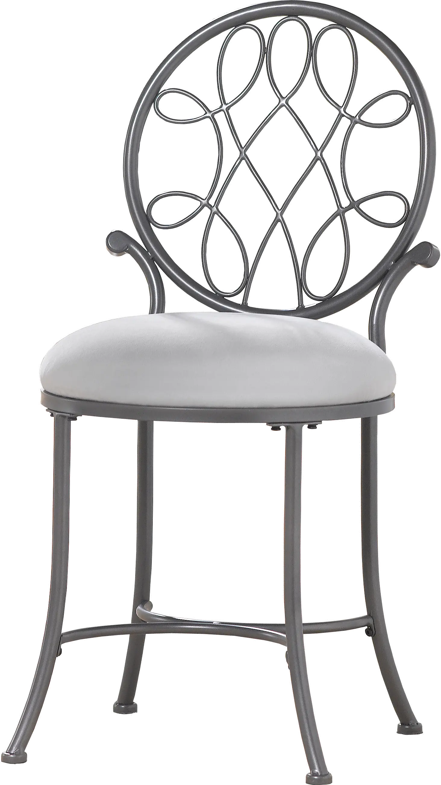 Traditional Metallic Gray Vanity Stool - O'Malley-1