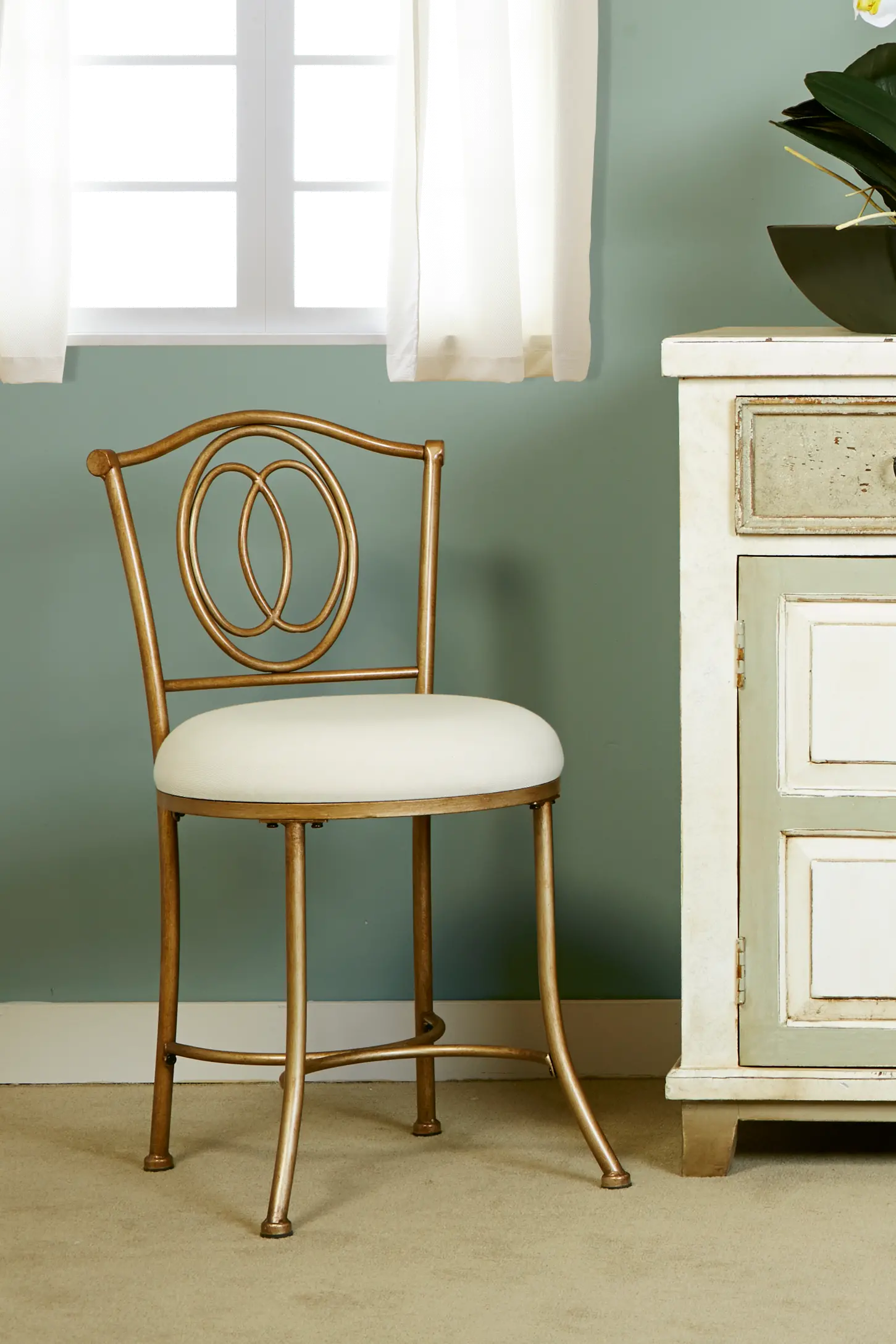 Transitional Golden Bronze Vanity Stool - Emerson-2