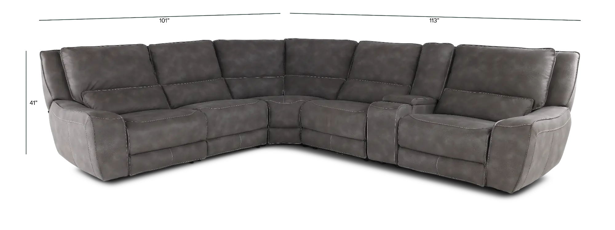Sauvage Charcoal Gray 6 Piece Power Reclining Sectional | RC Willey
