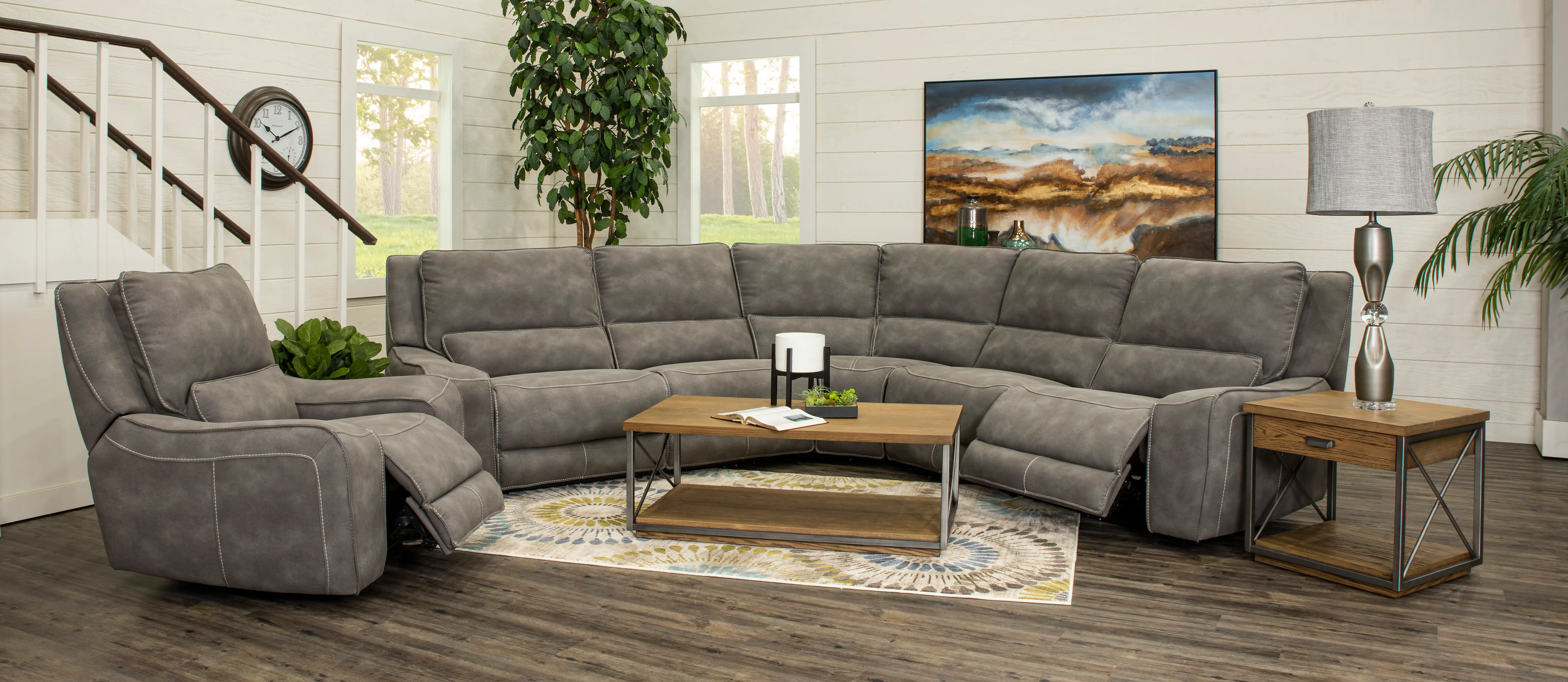 Sauvage Charcoal Gray 5 Piece Power Reclining Sectional-2
