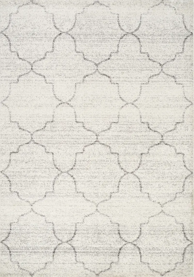 5 x 8 Medium Ogee White and Gray Area Rug - Focus