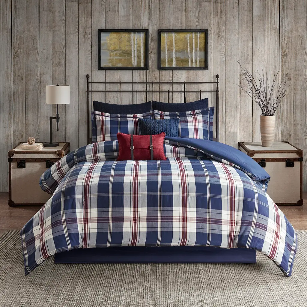 Red and Blue Plaid 4 Piece Ryland Full Bedding Collection-1
