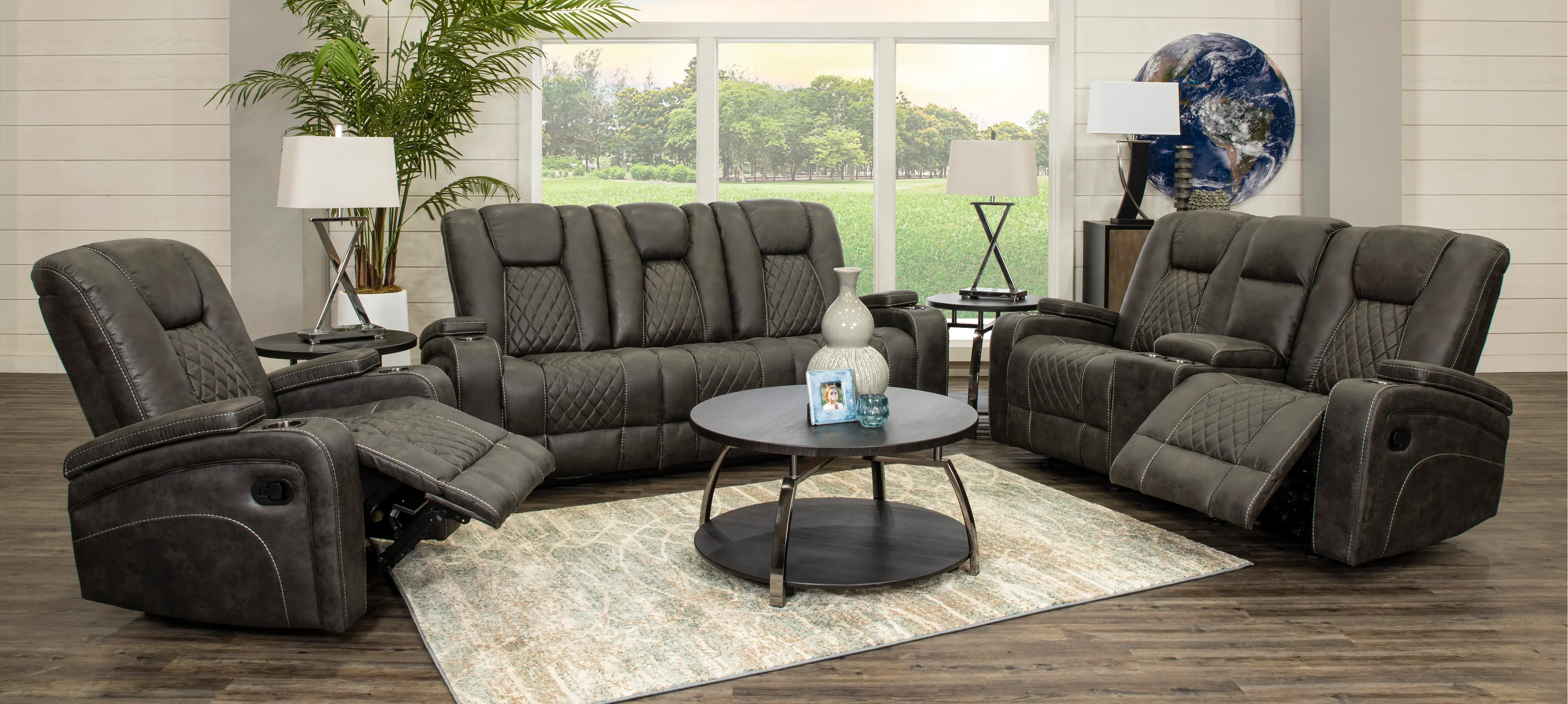 Transformer Granite Reclining Sofa with Drop Down Table-2