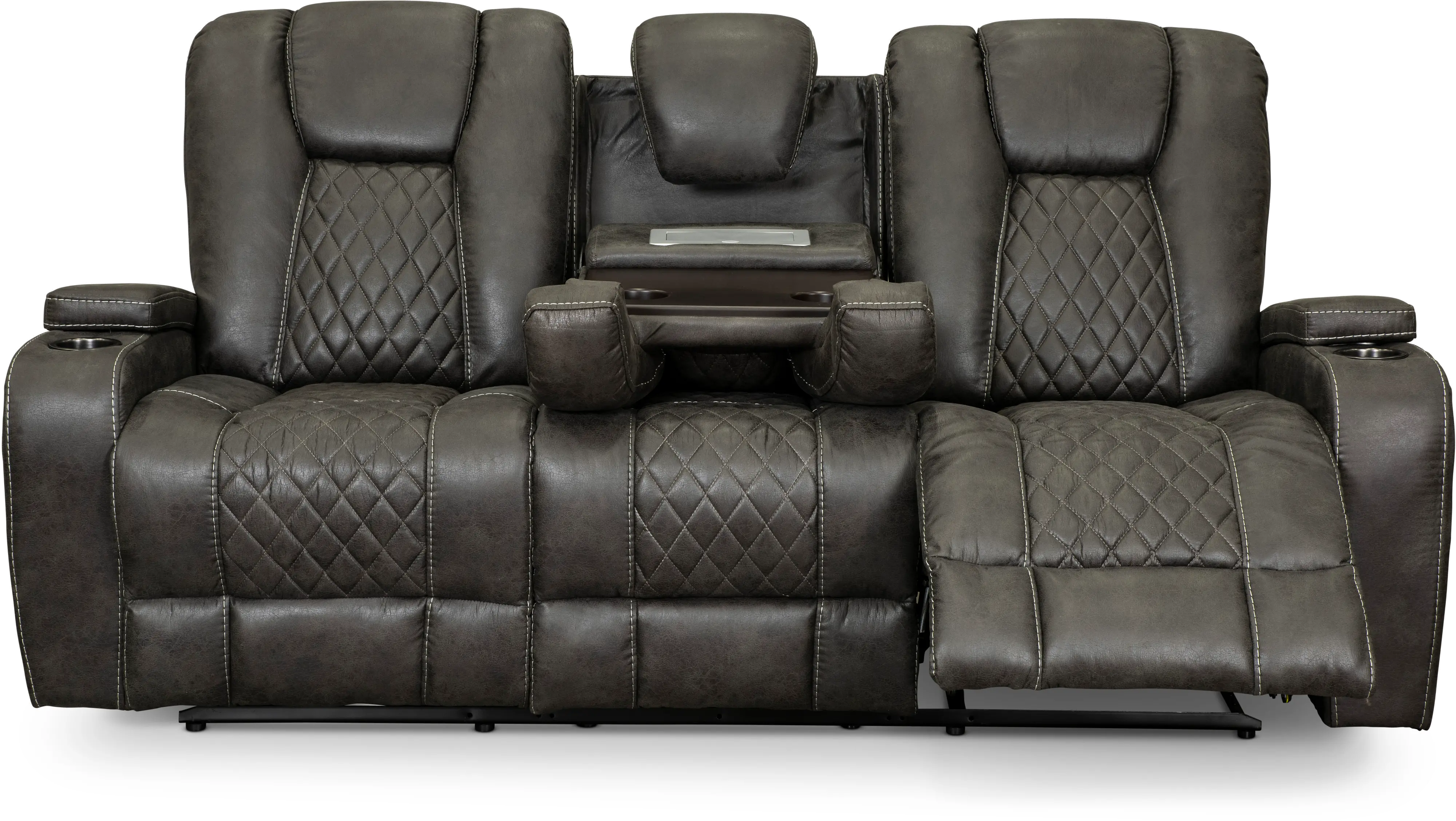 Transformer Granite Reclining Sofa with Drop Down Table-4