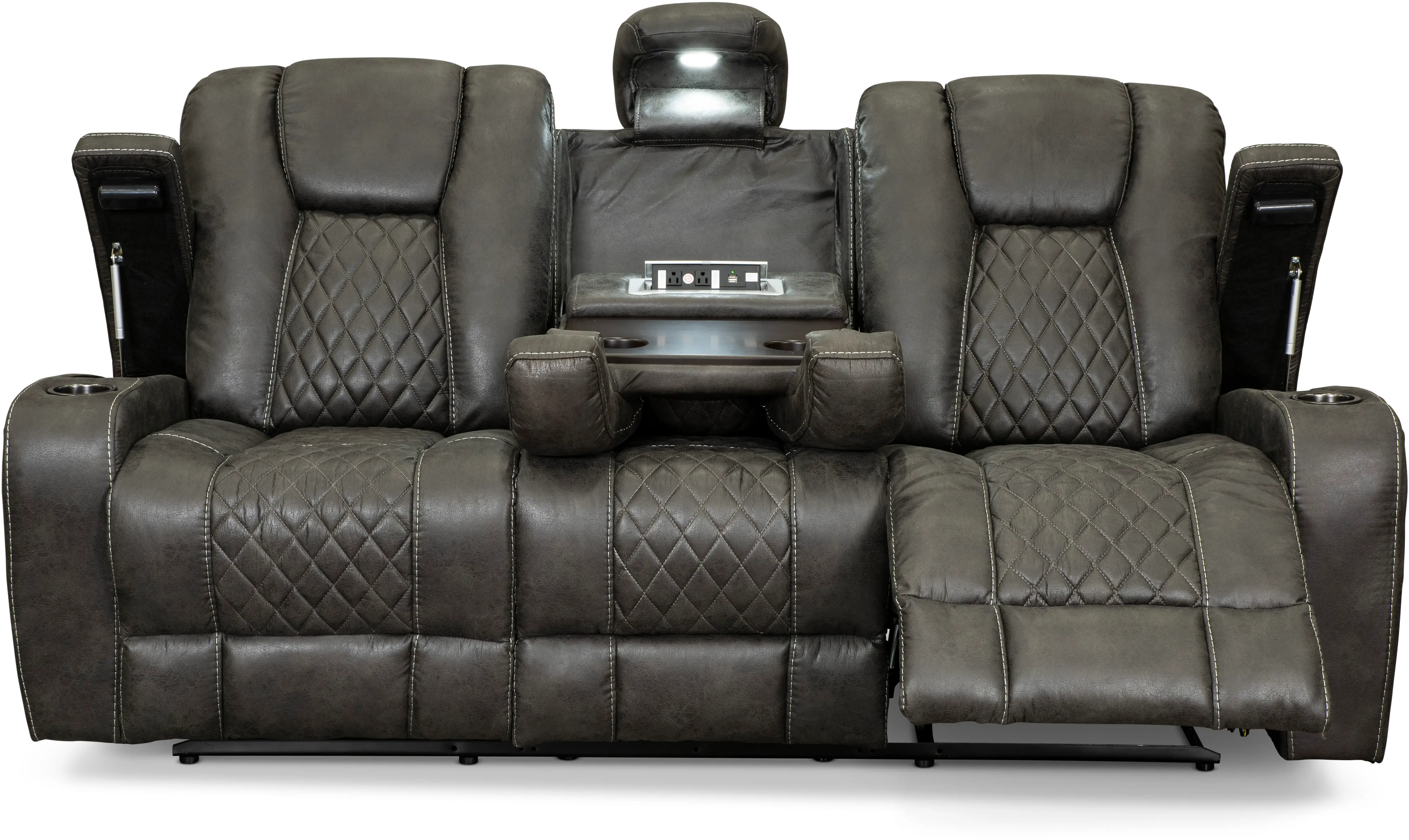 Transformer Granite Reclining Sofa with Drop Down Table-5