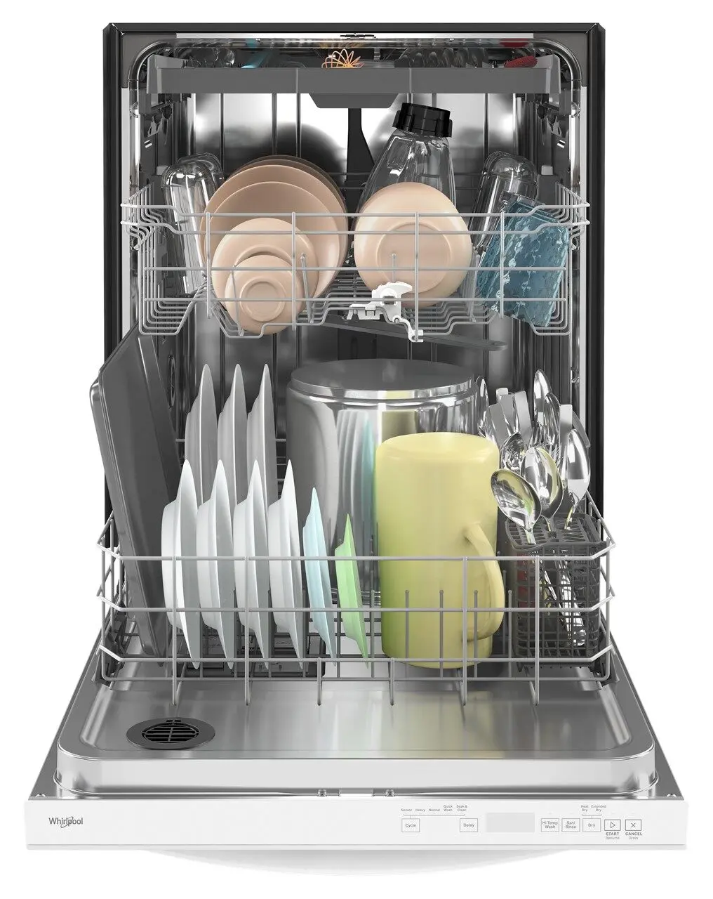 WDT750SAKW Whirlpool Top Control Dishwasher - White-1