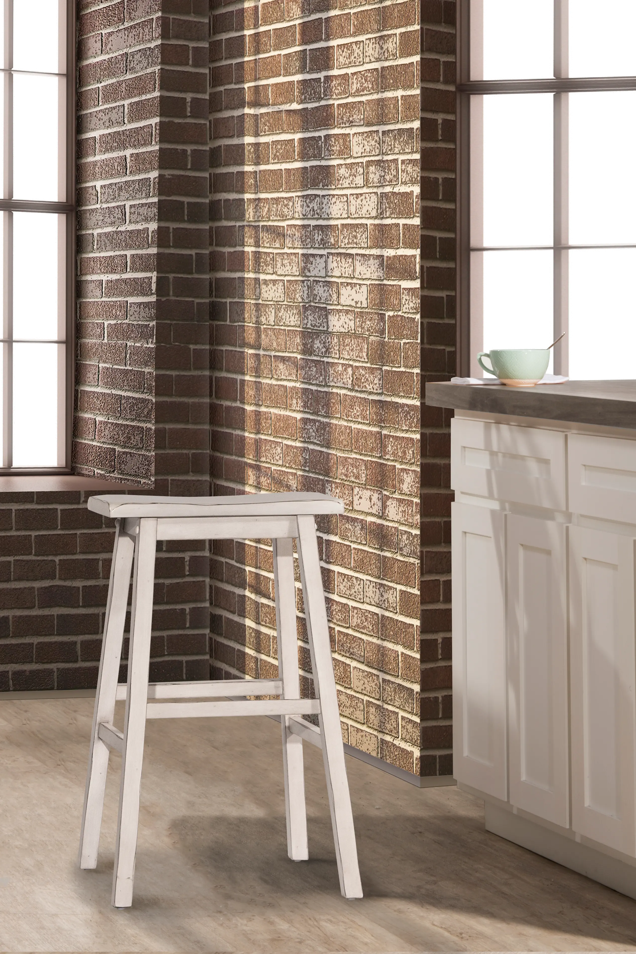 Farmhouse Sea White Backless Bar Stool - Moreno-1