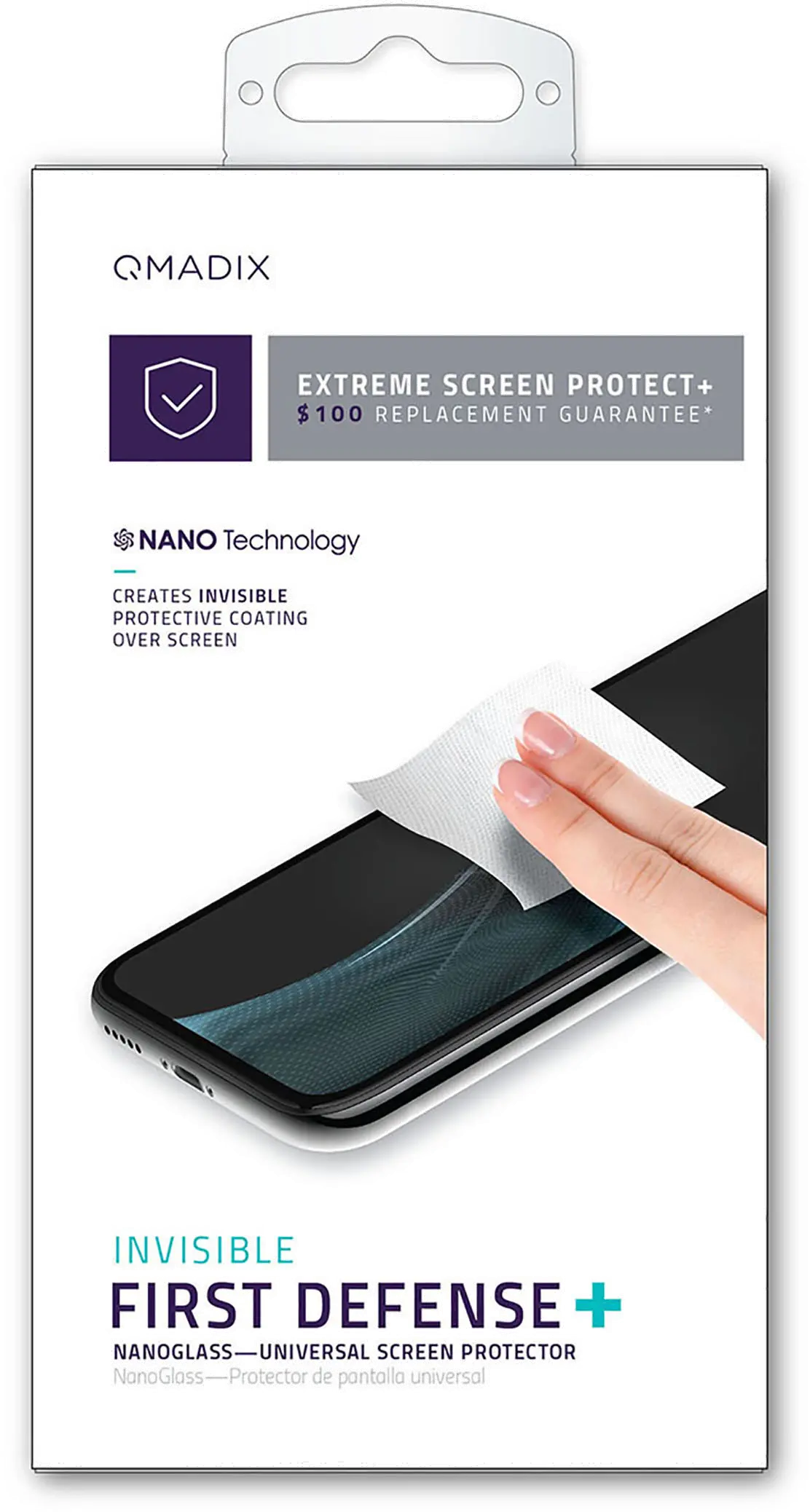 QM-ITALSP-P,NANO-100 Qmadix $100 Insurance NanoGlass Universal Screen Protector-1