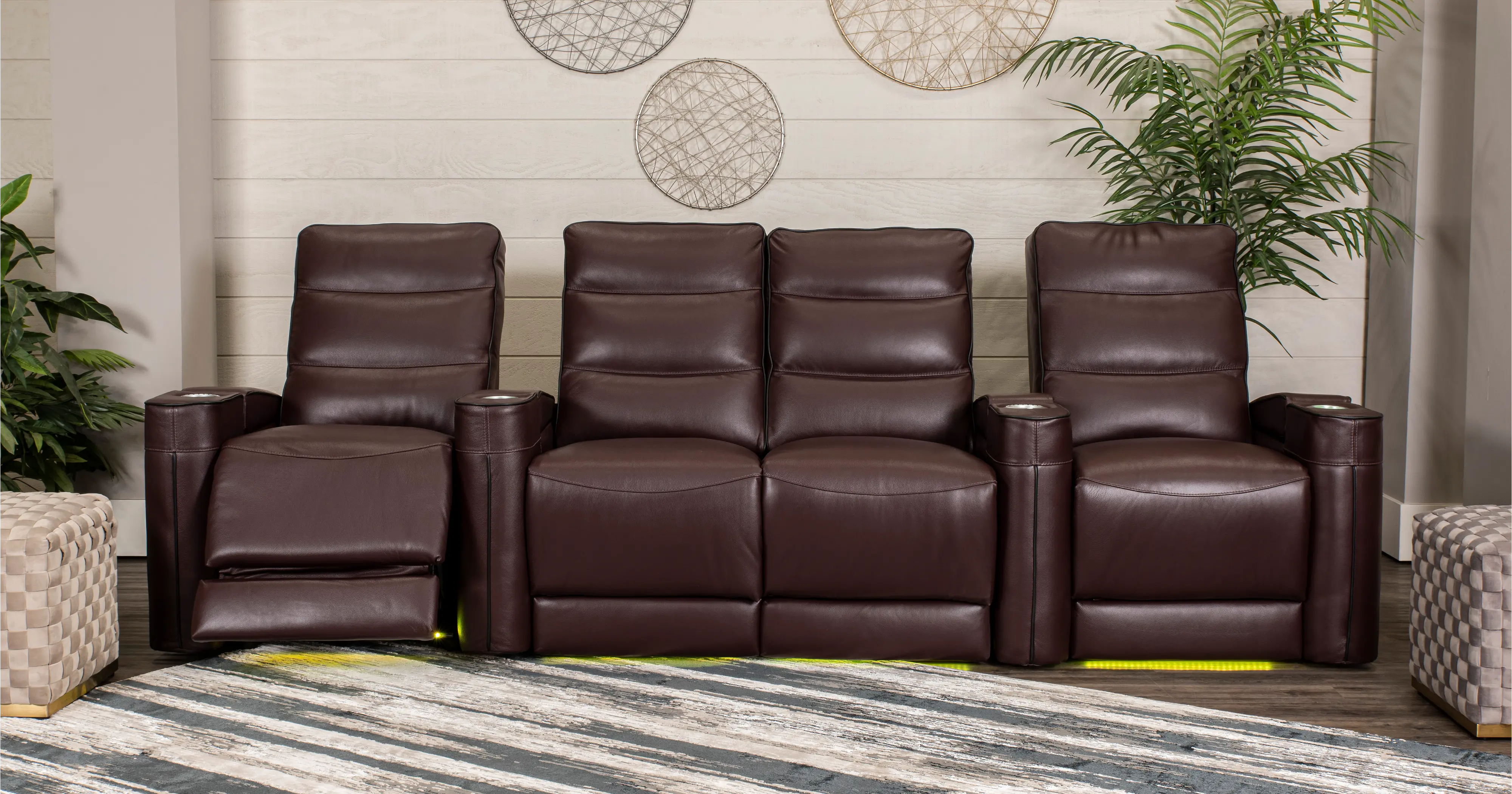 Beckett Wine Red Leather-Match 3 Piece Home Theater Seating-2