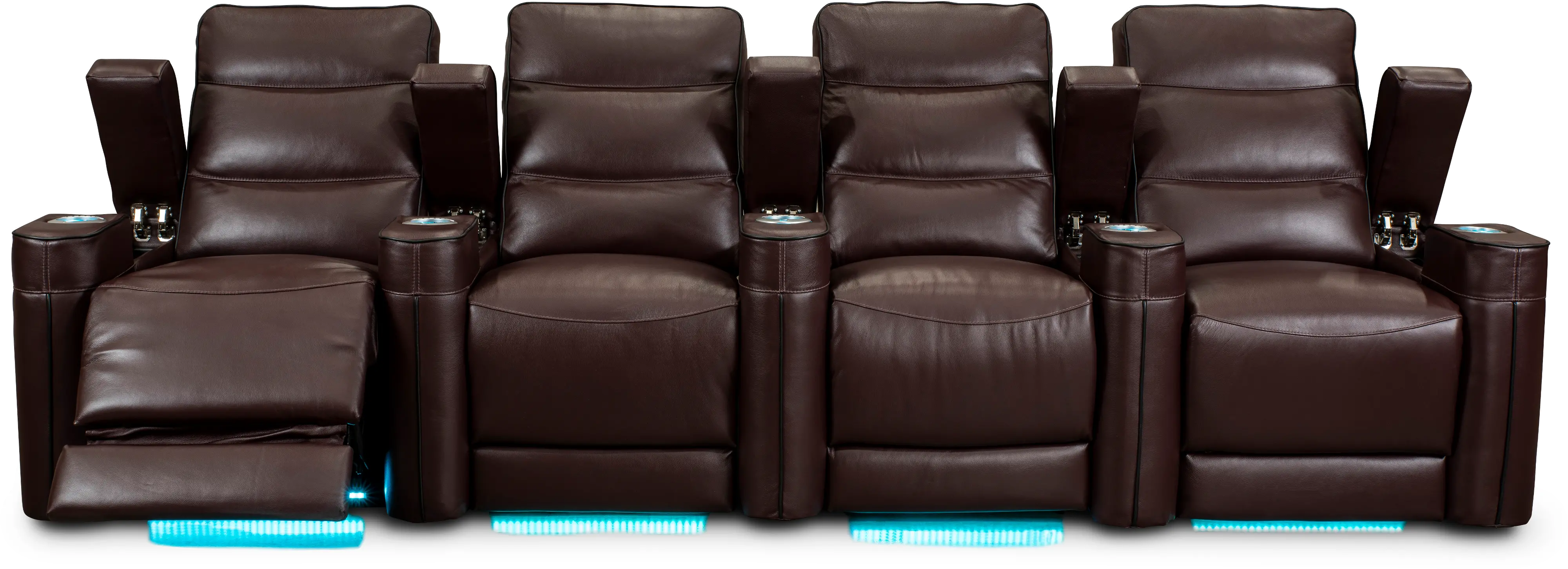 Beckett Wine Red Leather-Match 4 Piece Home Theater Seating-3