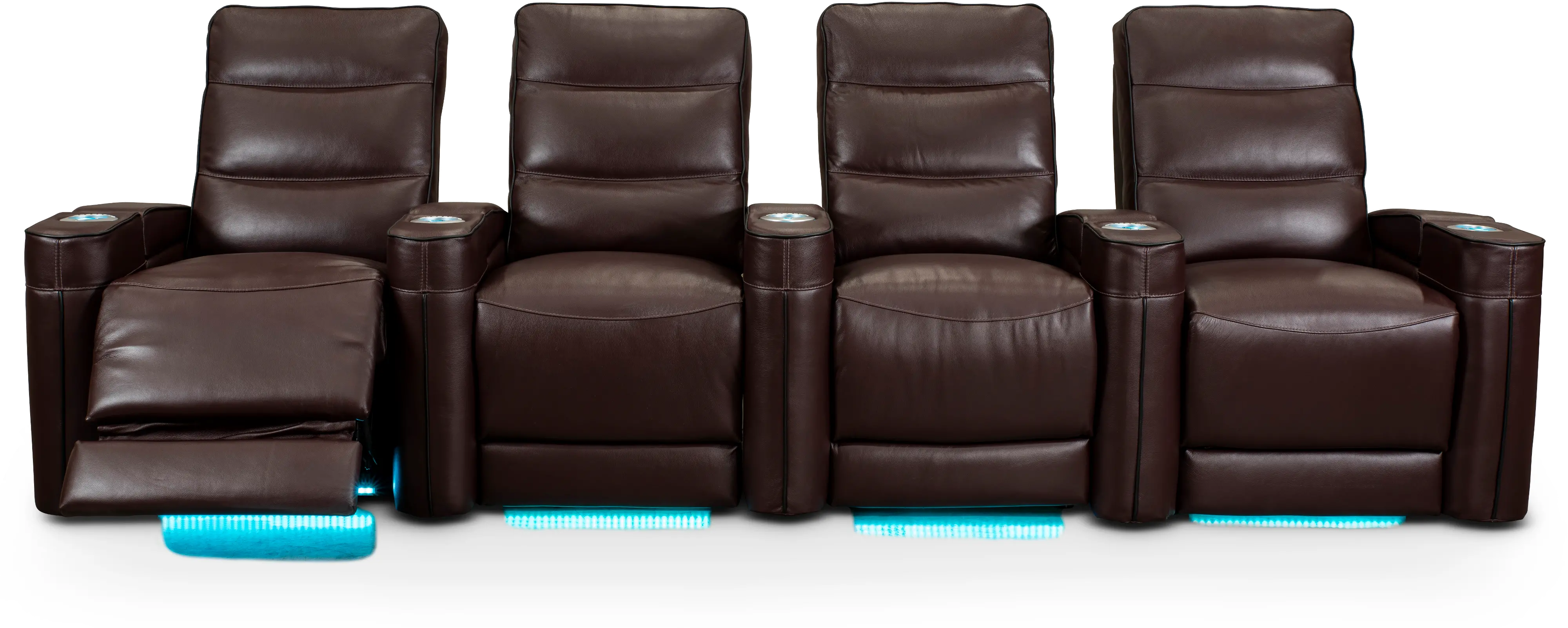 Beckett Wine Red Leather-Match 4 Piece Home Theater Seating-4