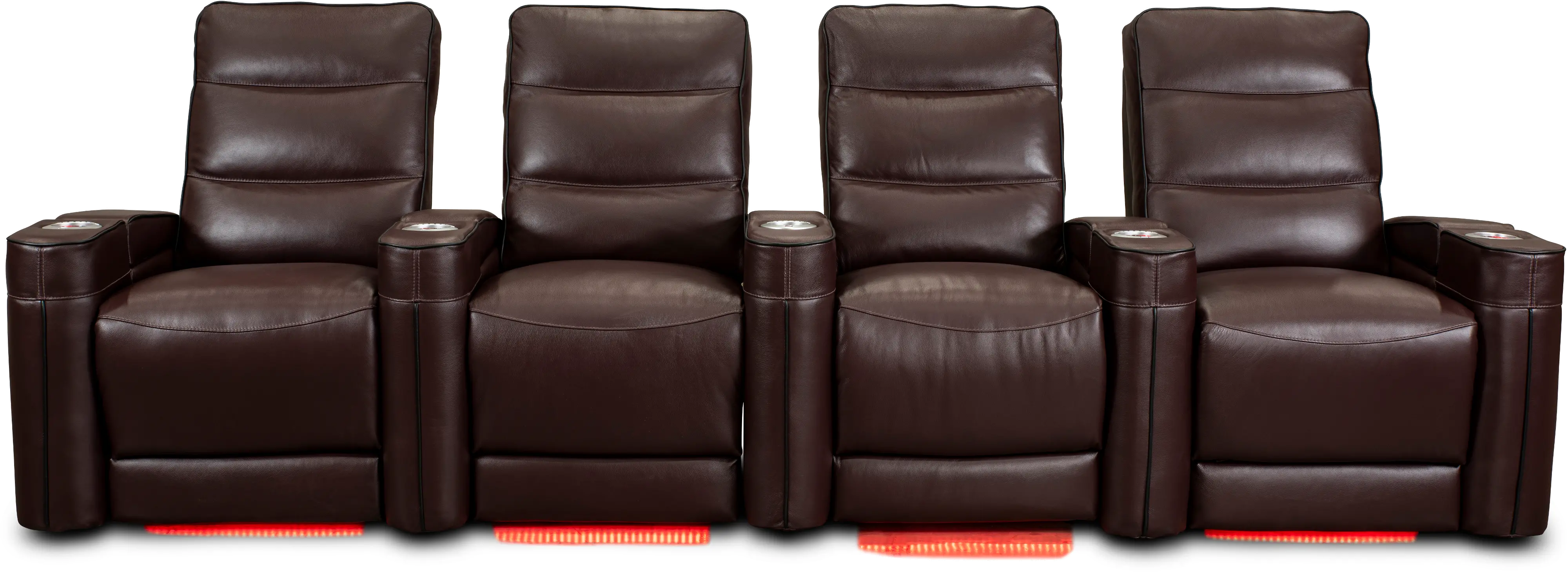 Beckett Wine Red Leather-Match 4 Piece Home Theater Seating-5