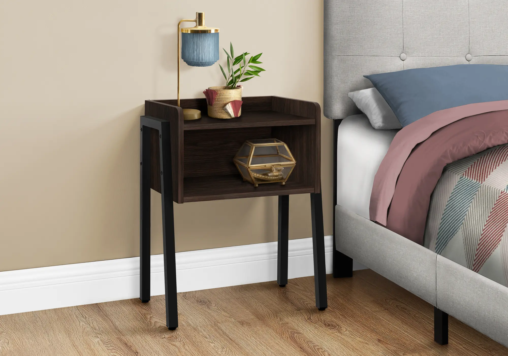 Contemporary Espresso and Black End Table - Mavis-3