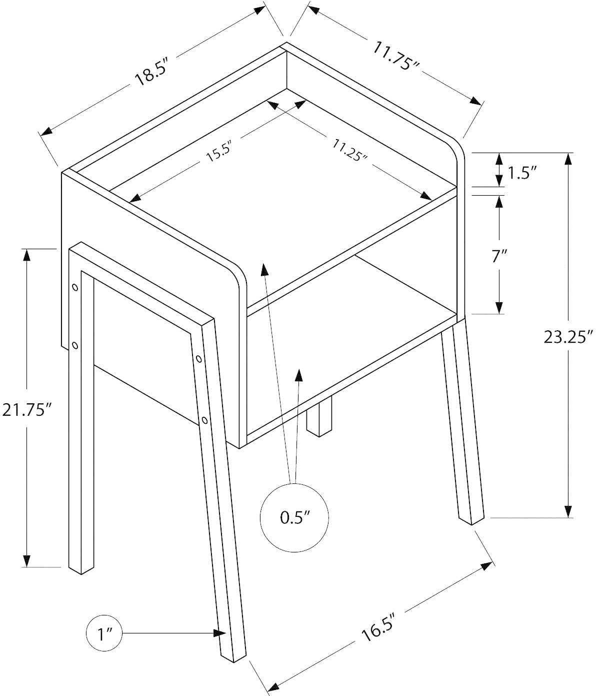 Contemporary Espresso and Black End Table - Mavis-4