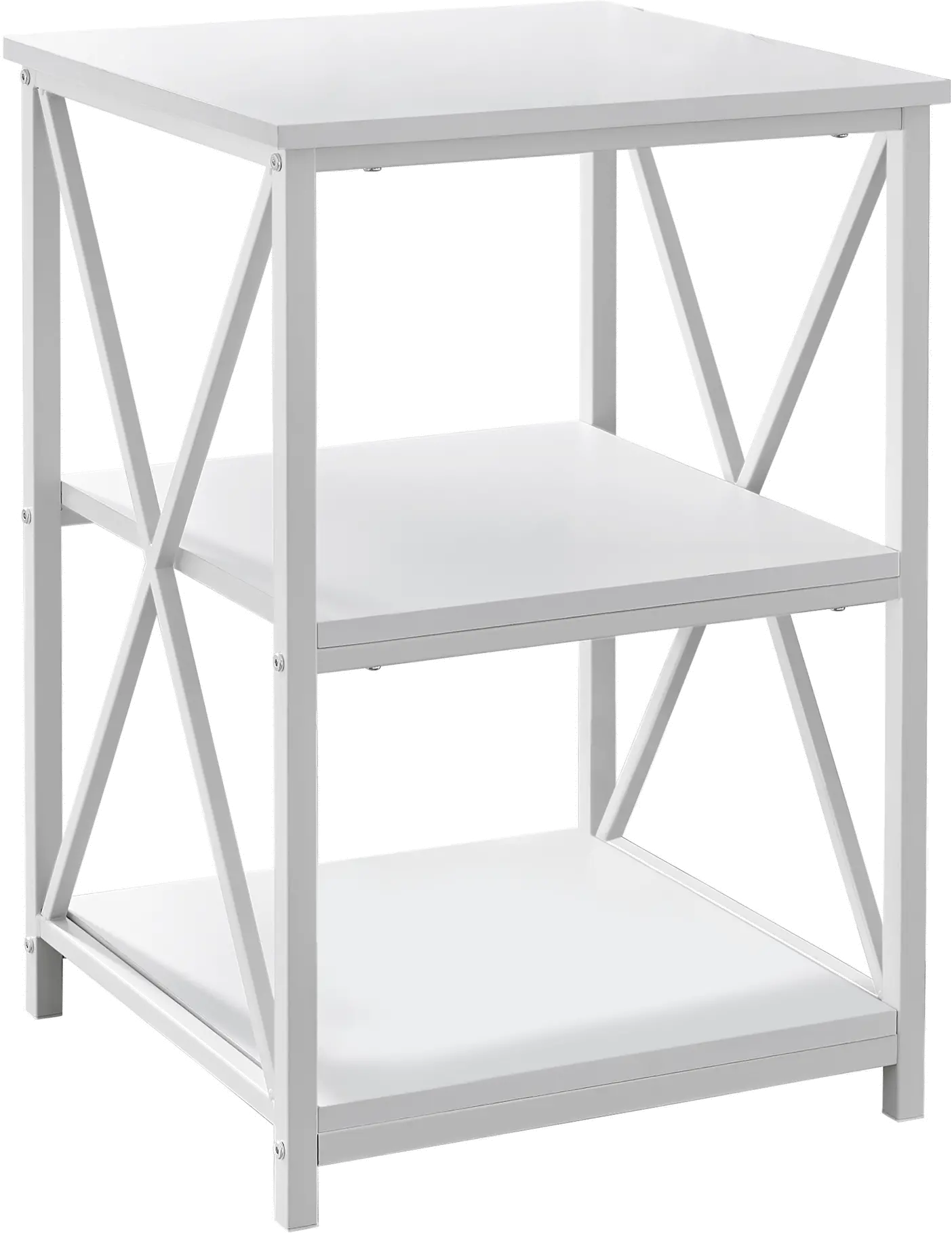 Contemporary White End Table - X Frame-1
