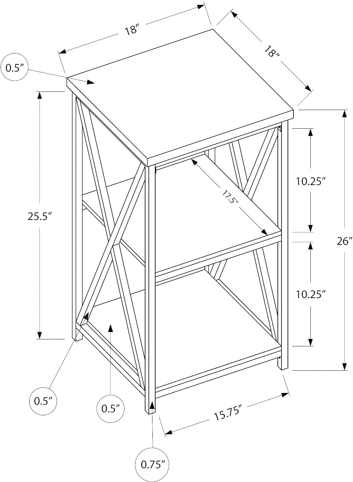 Contemporary White End Table - X Frame-5