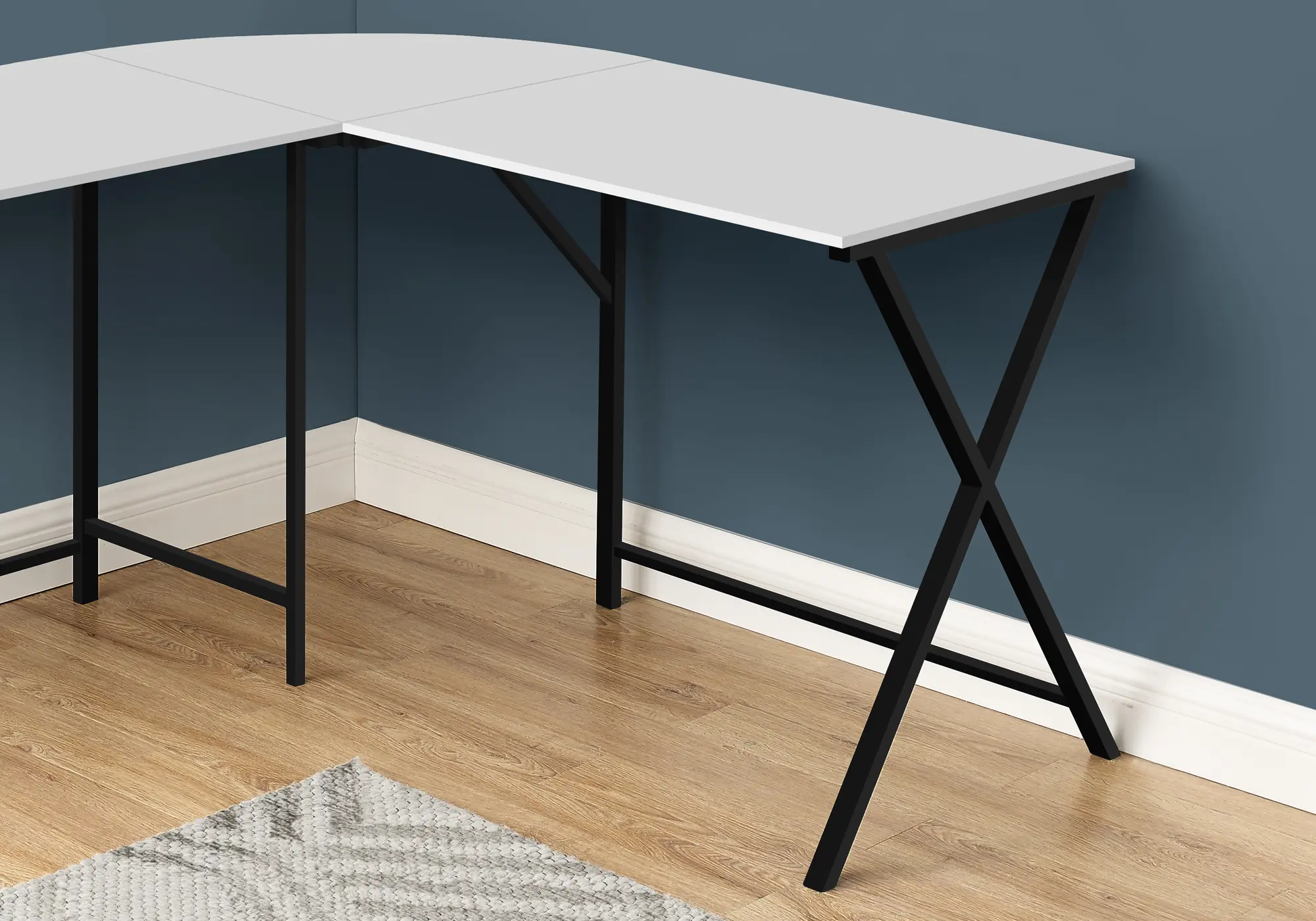 Contemporary White and Black L-Shaped Computer Desk-2