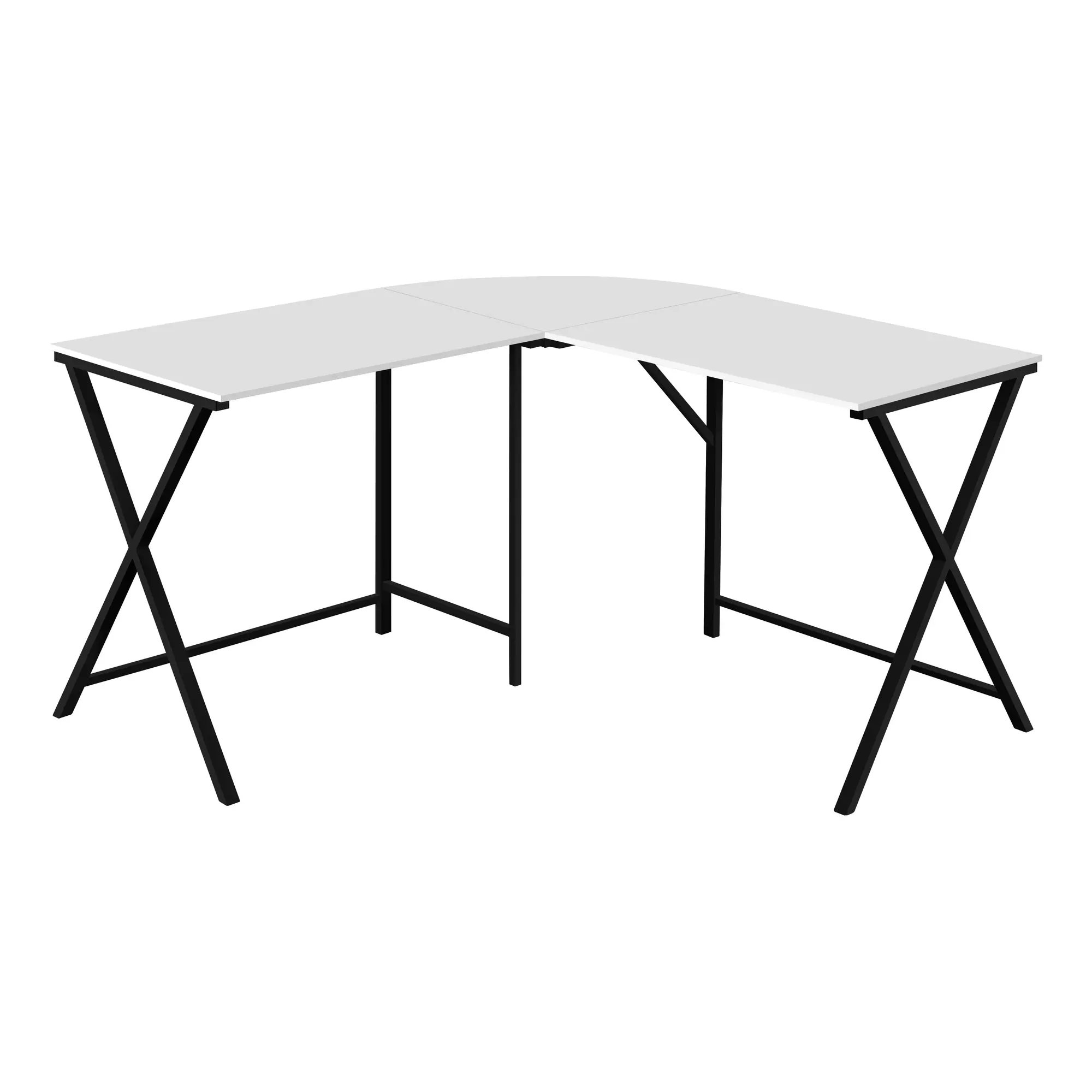 Contemporary White and Black L-Shaped Computer Desk-3