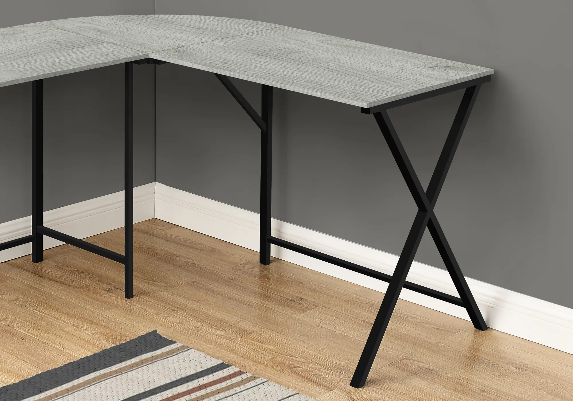 Contemporary Gray and Black L-Shaped Computer Desk-3