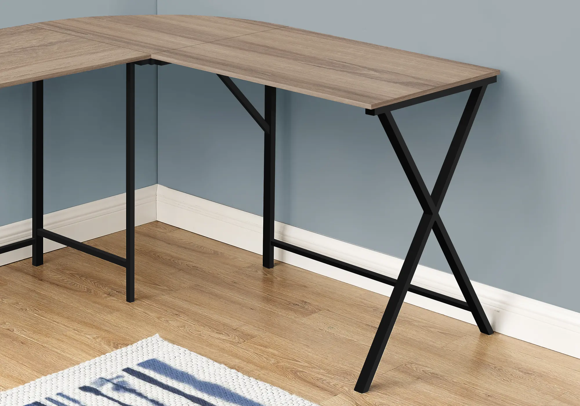 Contemporary Taupe and Black L-Shaped Computer Desk-3