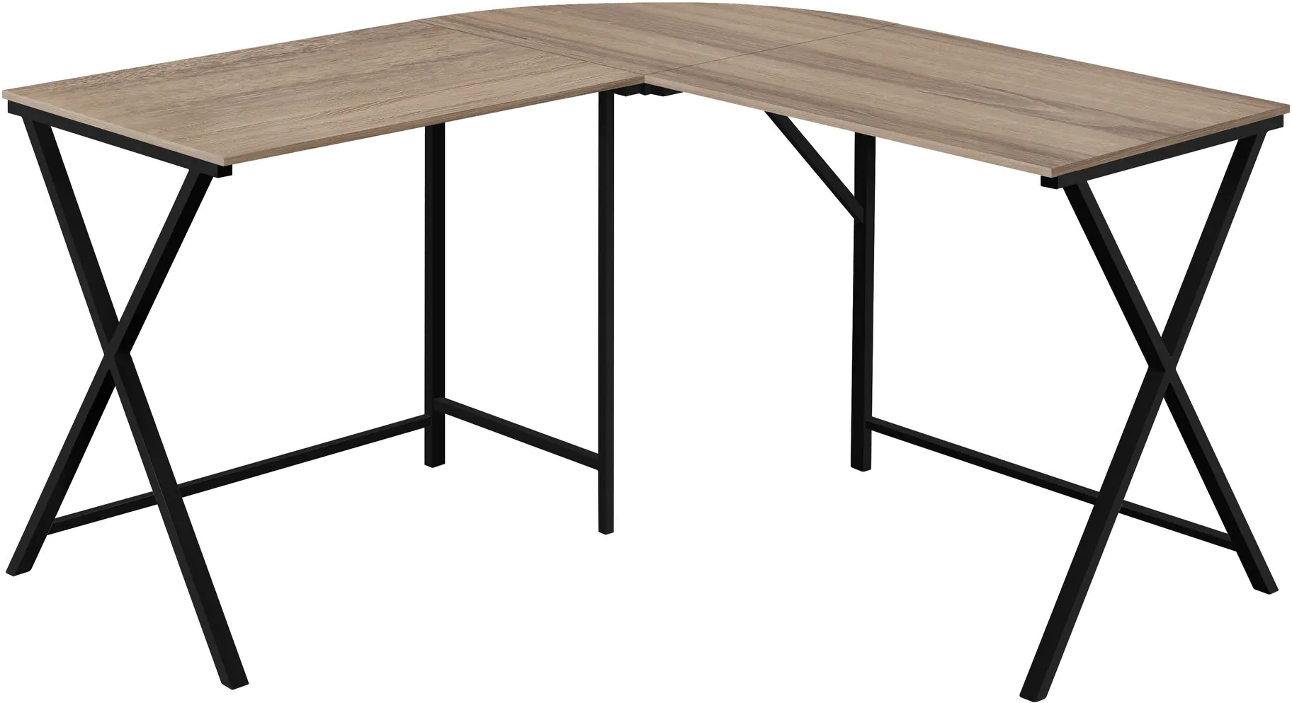 Contemporary Taupe and Black L-Shaped Computer Desk-1