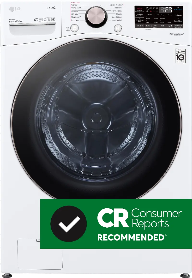 LG Large Capacity Smart WiFi Front Load Washer with TurboWash 360° - 4.5 cu. ft. White