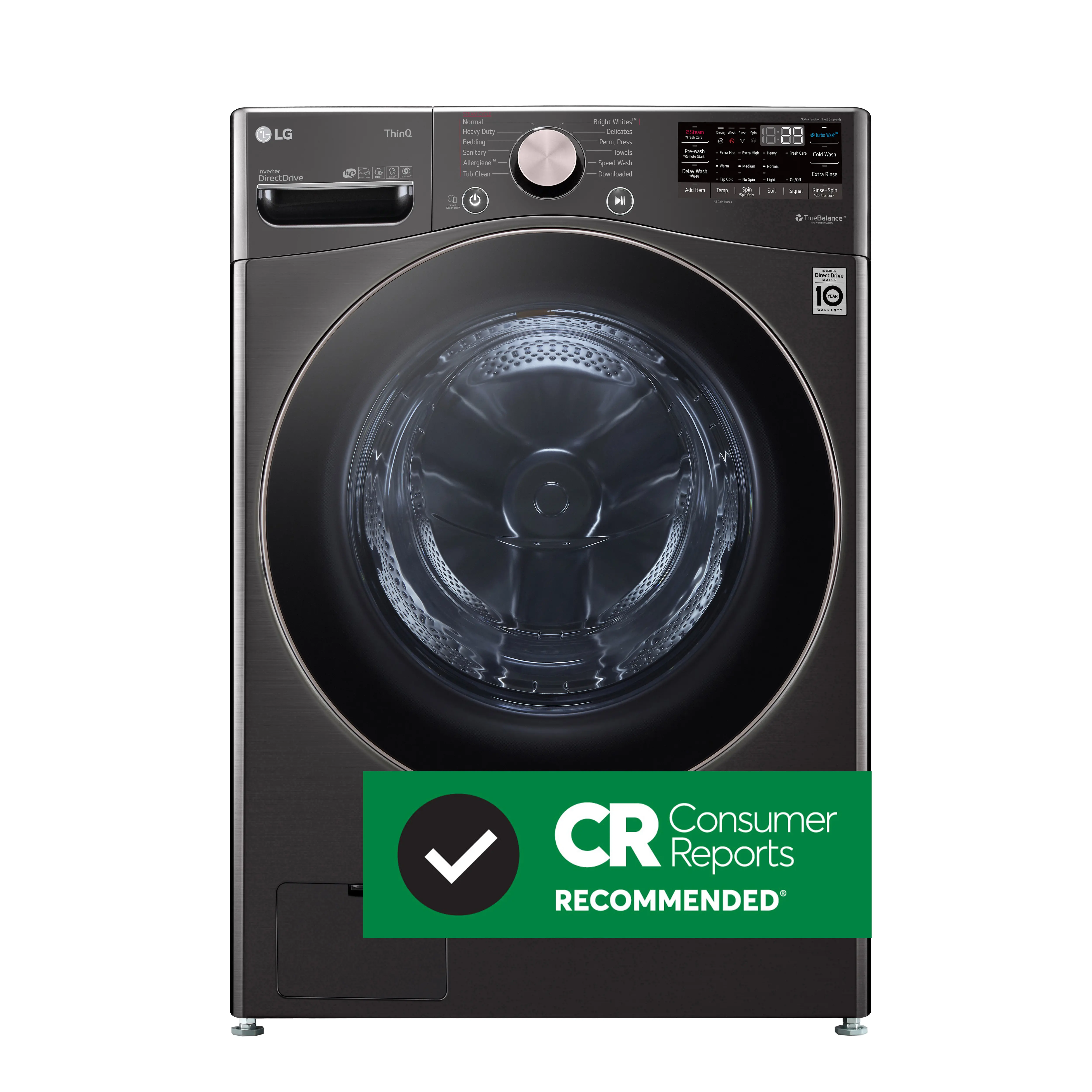 WM4000HBA LG Large Capacity Smart WiFi Front Load Washer with TurboWash 360° - 4.5 cu. ft. Black Steel-2