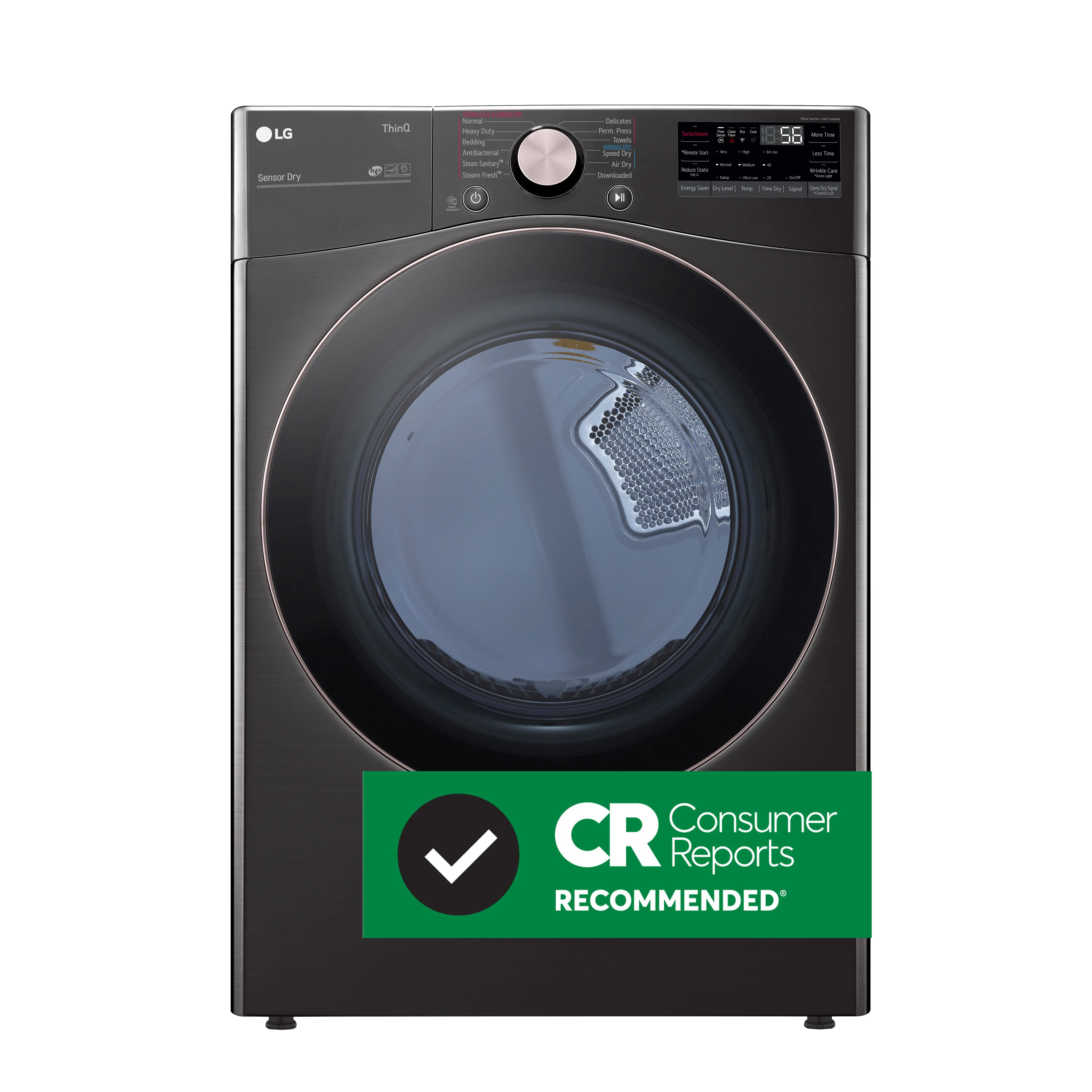 DLEX4000B Ultra Large Capacity Smart Front Load Electric Dryer with TurboSteam™ and Built-In Intelligence - 7.4 cu. ft. Black Stainless Steel-2
