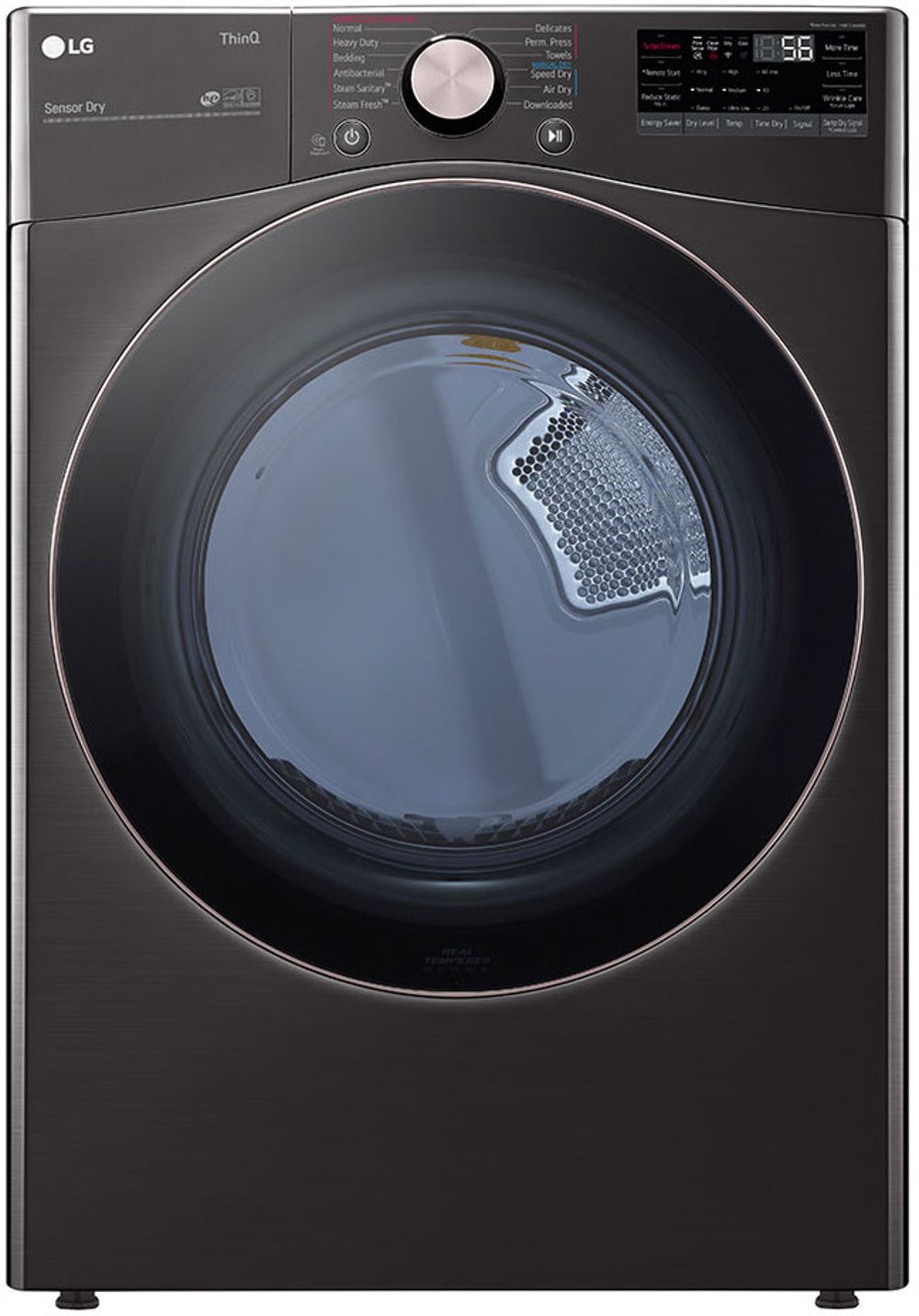 LG Smart Front Load Gas Dryer with TurboSteam and Built-In Intelligence - 7.4 cu. ft. Black Steel