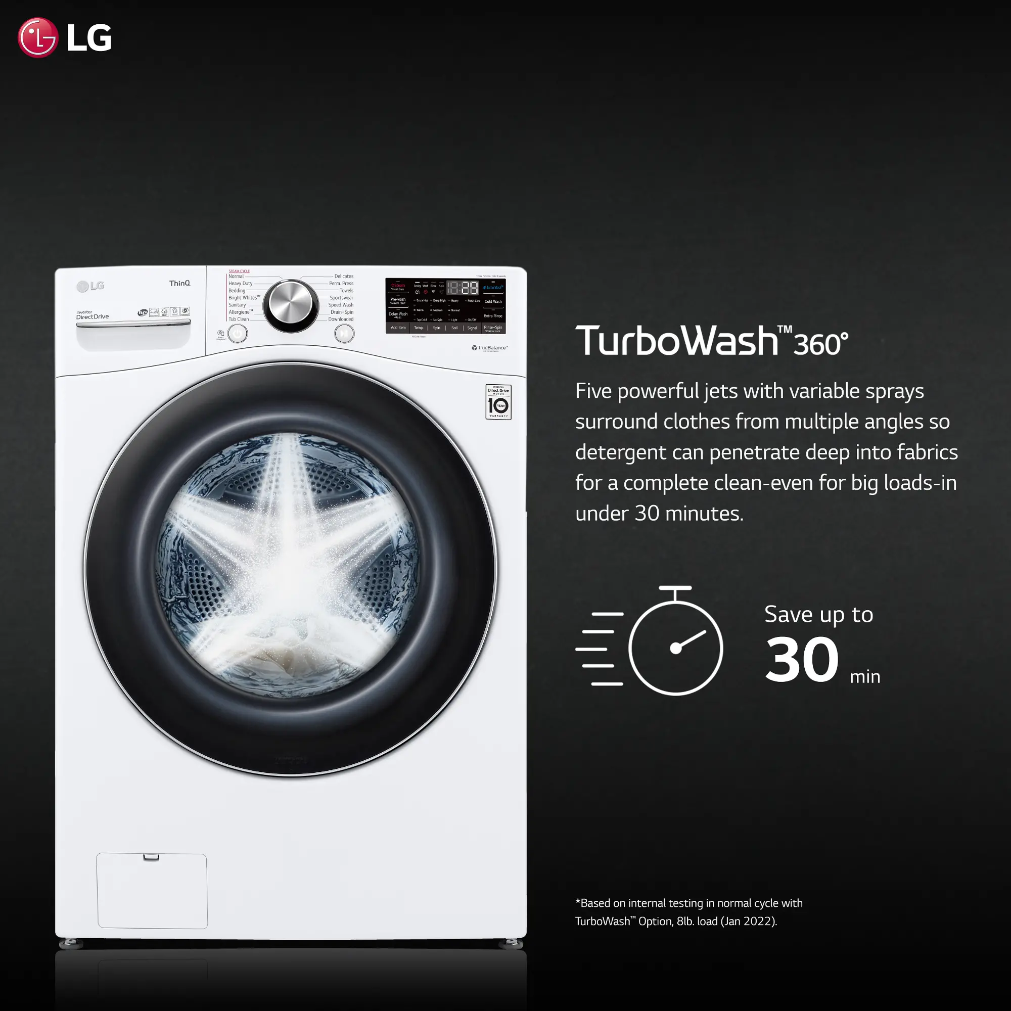 LG Mega Capacity Smart Front Load Washer with TurboWash 360 - 5.0