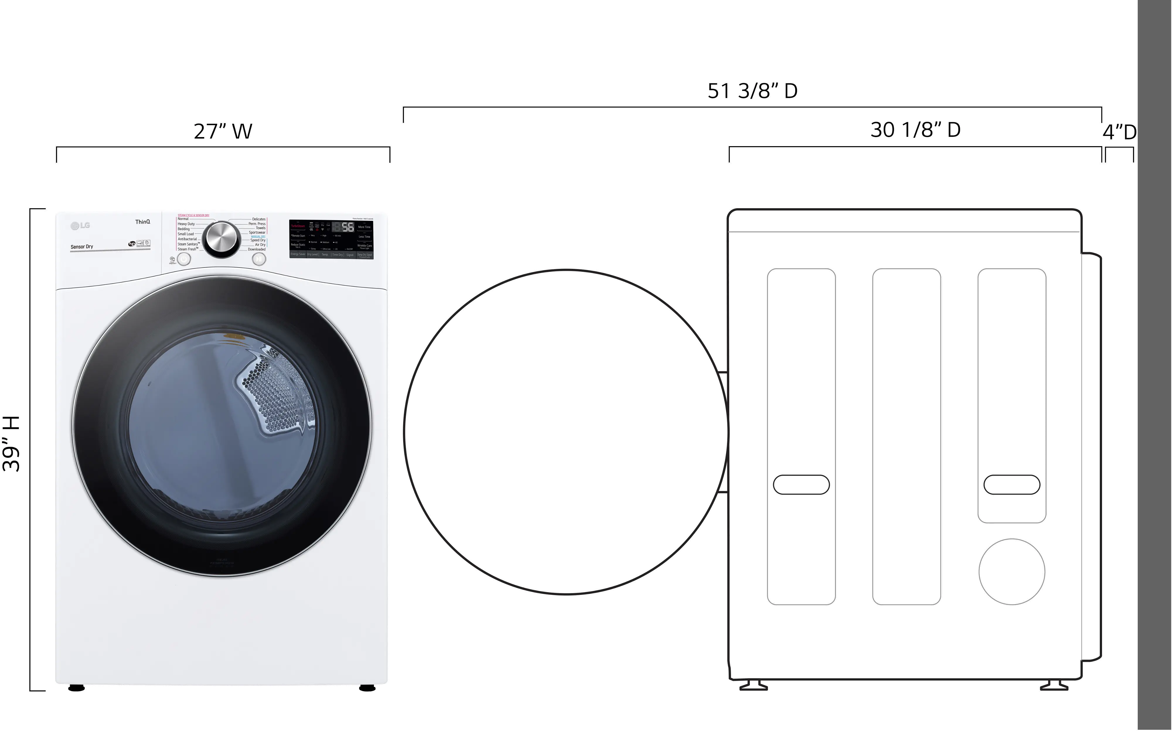 DLEX4200W LG Ultra Large Capacity Smart wi-fi Enabled Front Load Dryer - 7.4 cu. ft. White-2
