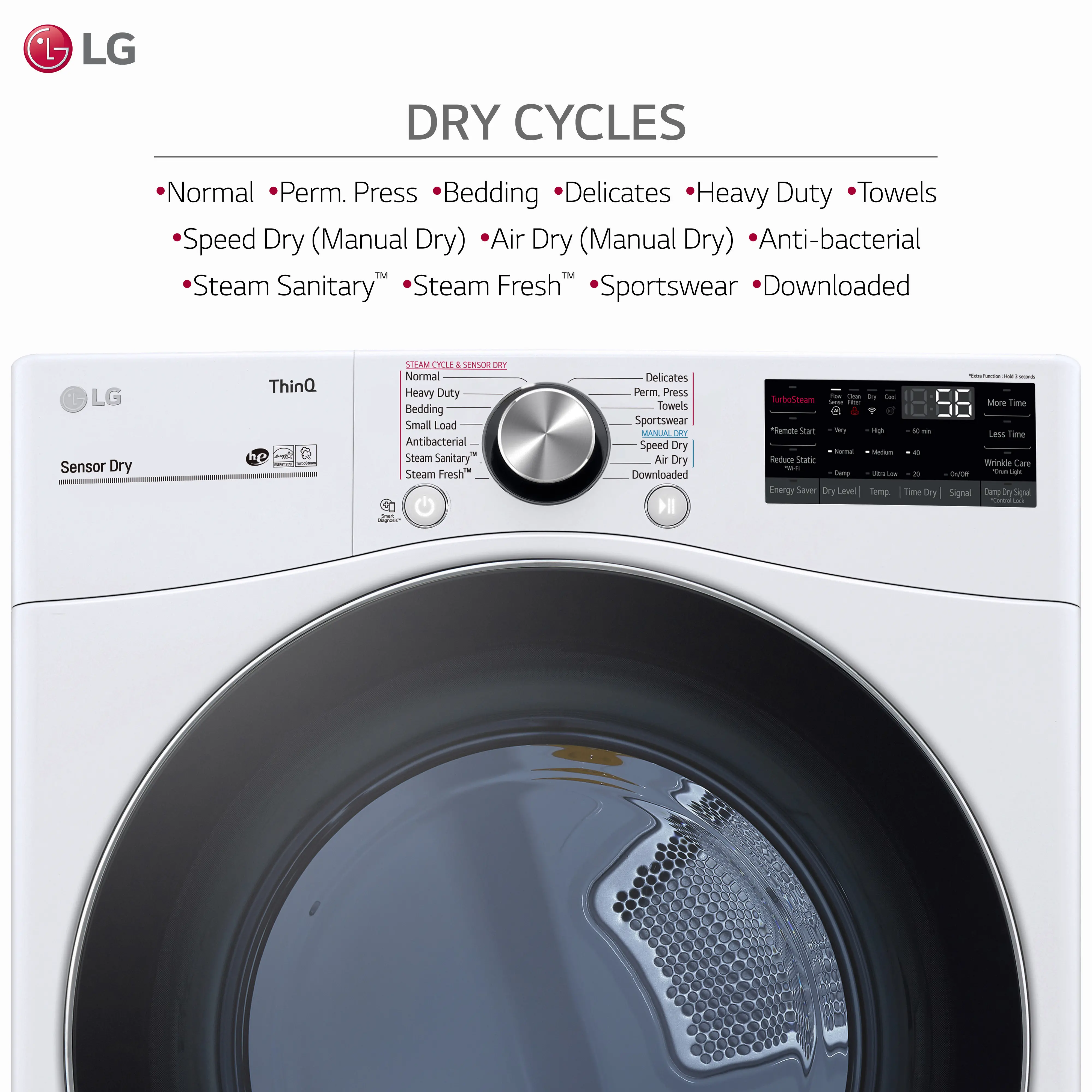 DLEX4200W LG Ultra Large Capacity Smart wi-fi Enabled Front Load Dryer - 7.4 cu. ft. White-5