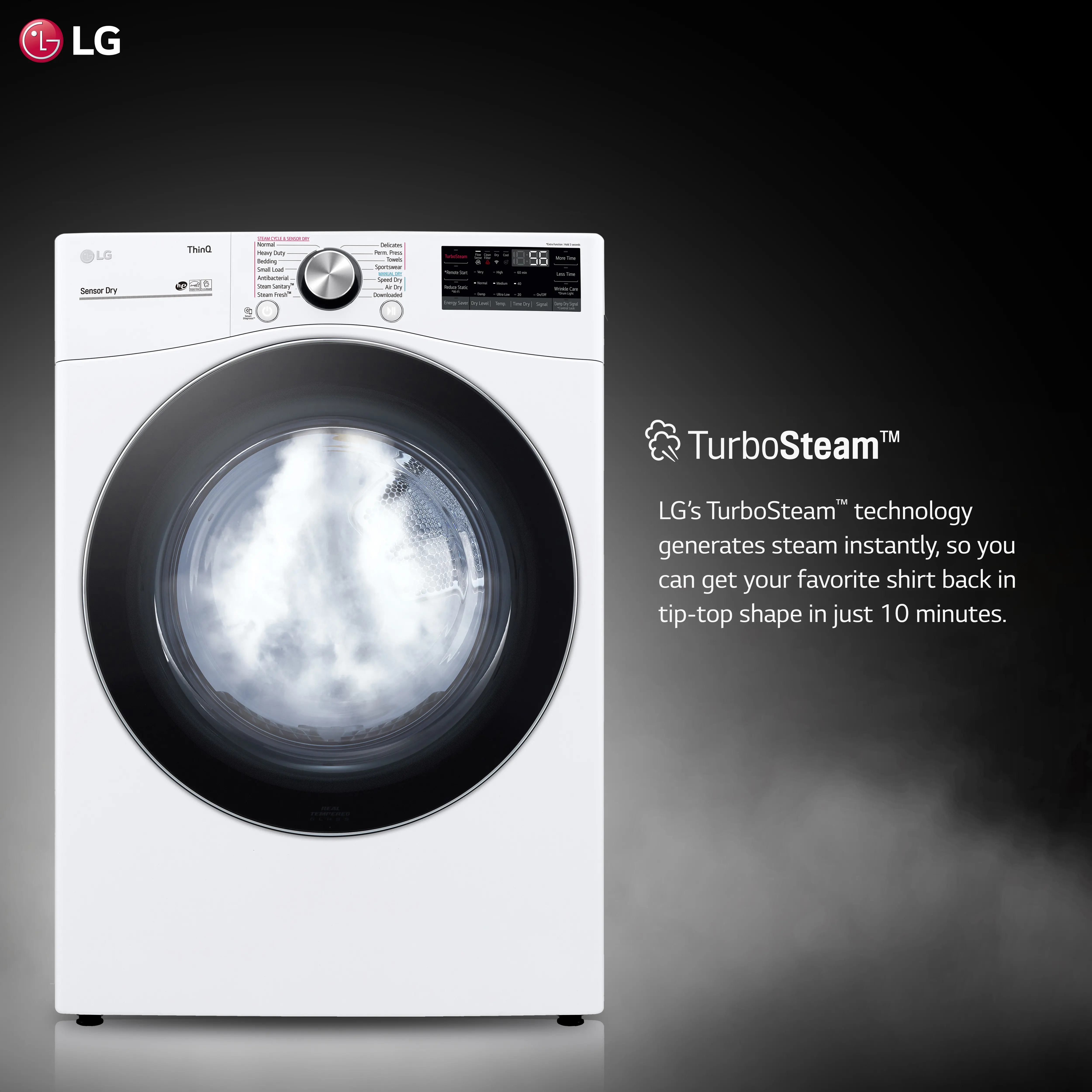 DLEX4200W LG Ultra Large Capacity Smart wi-fi Enabled Front Load Dryer - 7.4 cu. ft. White-5
