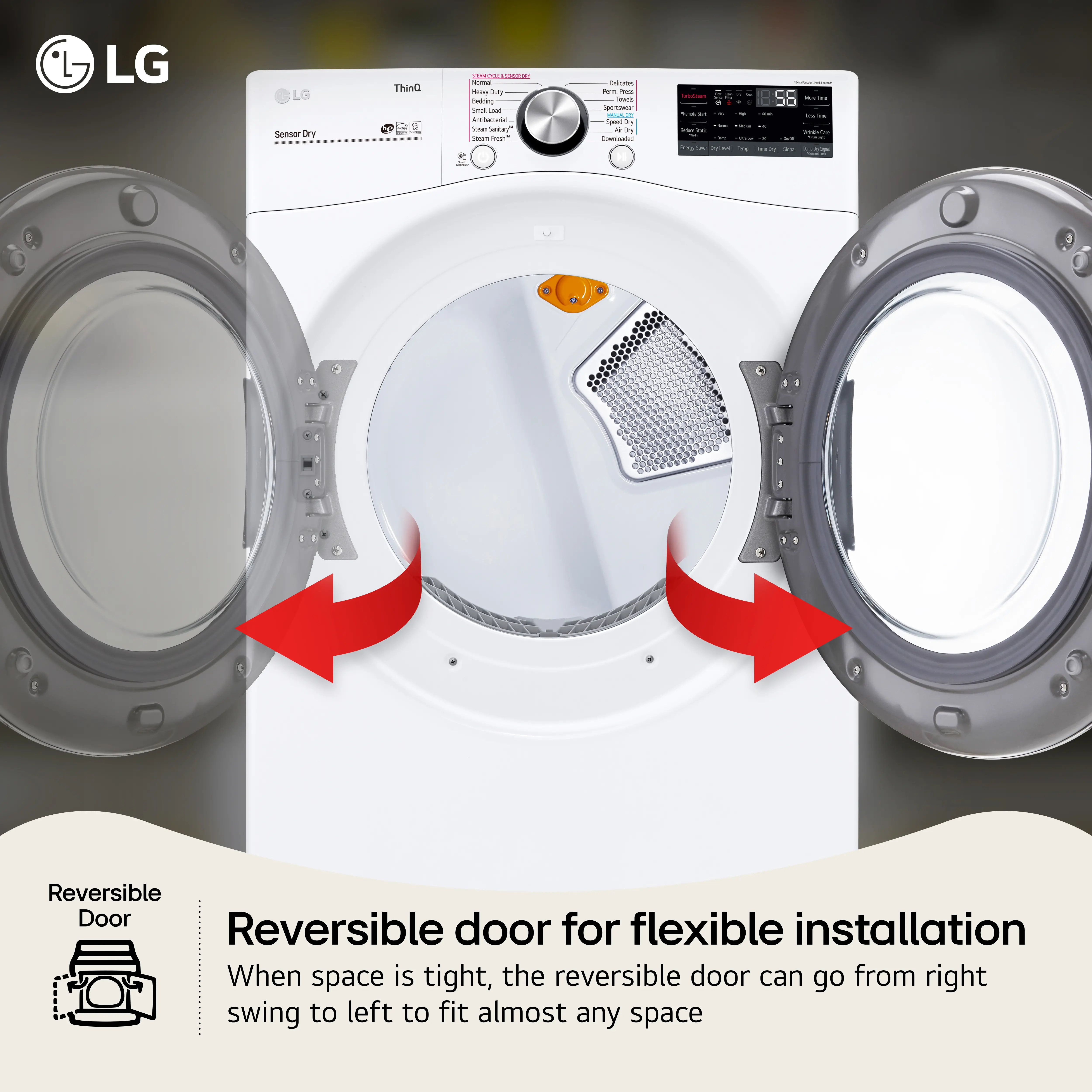 DLEX4200W LG Ultra Large Capacity Smart wi-fi Enabled Front Load Dryer - 7.4 cu. ft. White-6