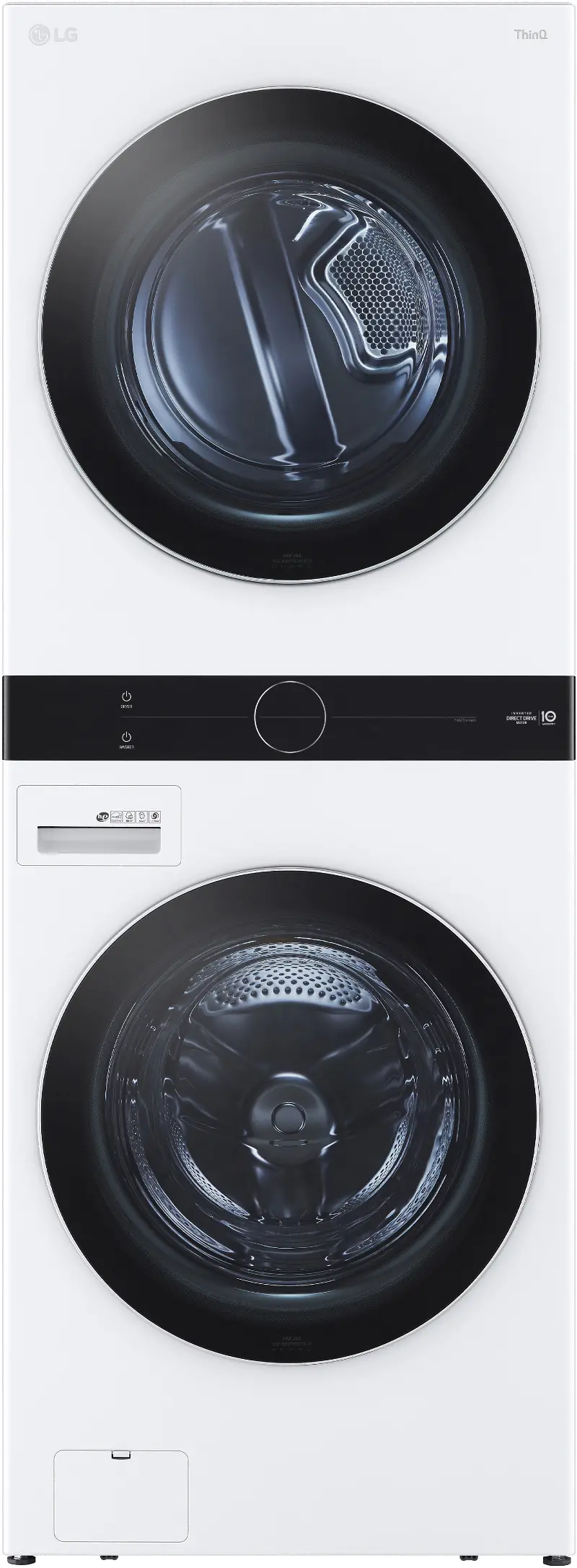 LG Single Unit Front Load LG WashTower with Center Control 4.5 cu. ft. Washer and 7.4 cu. ft. Gas Dryer - White