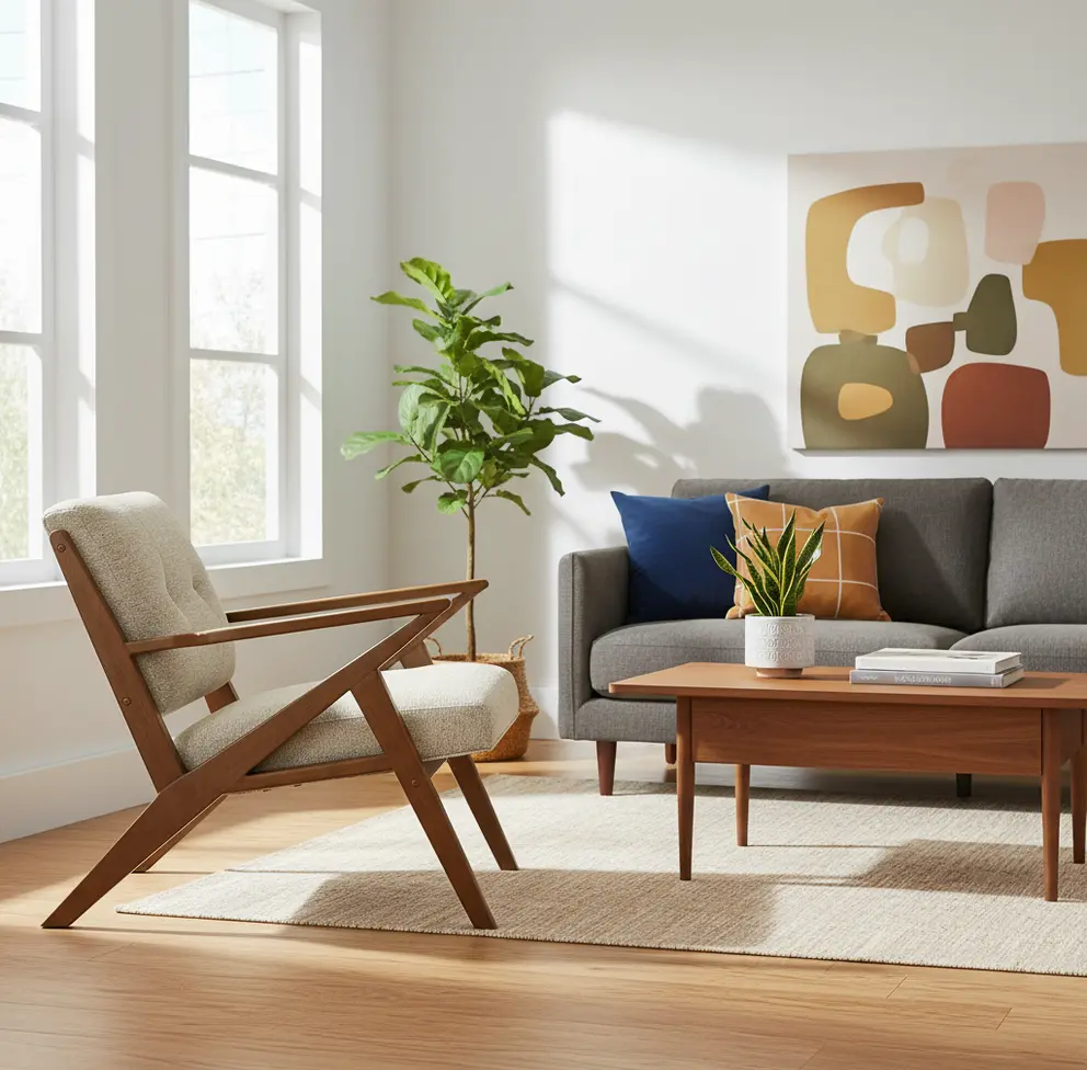 Rocket Mid Century Modern Light Gray Accent Chair-10