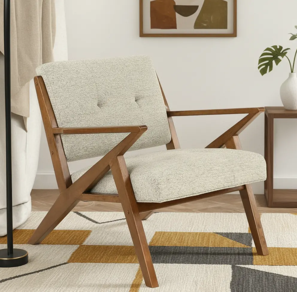 Rocket Mid Century Modern Light Gray Accent Chair-9