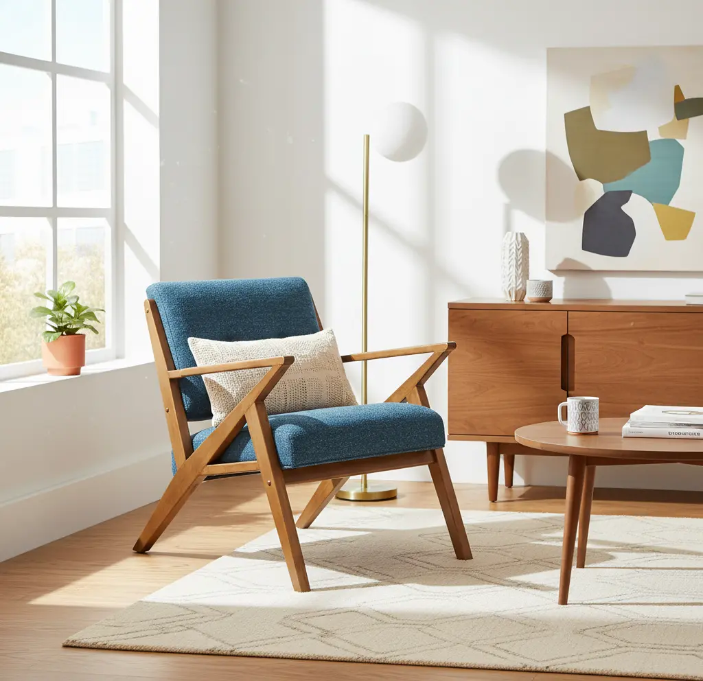 Rocket Mid Century Modern Blue Accent Chair-10