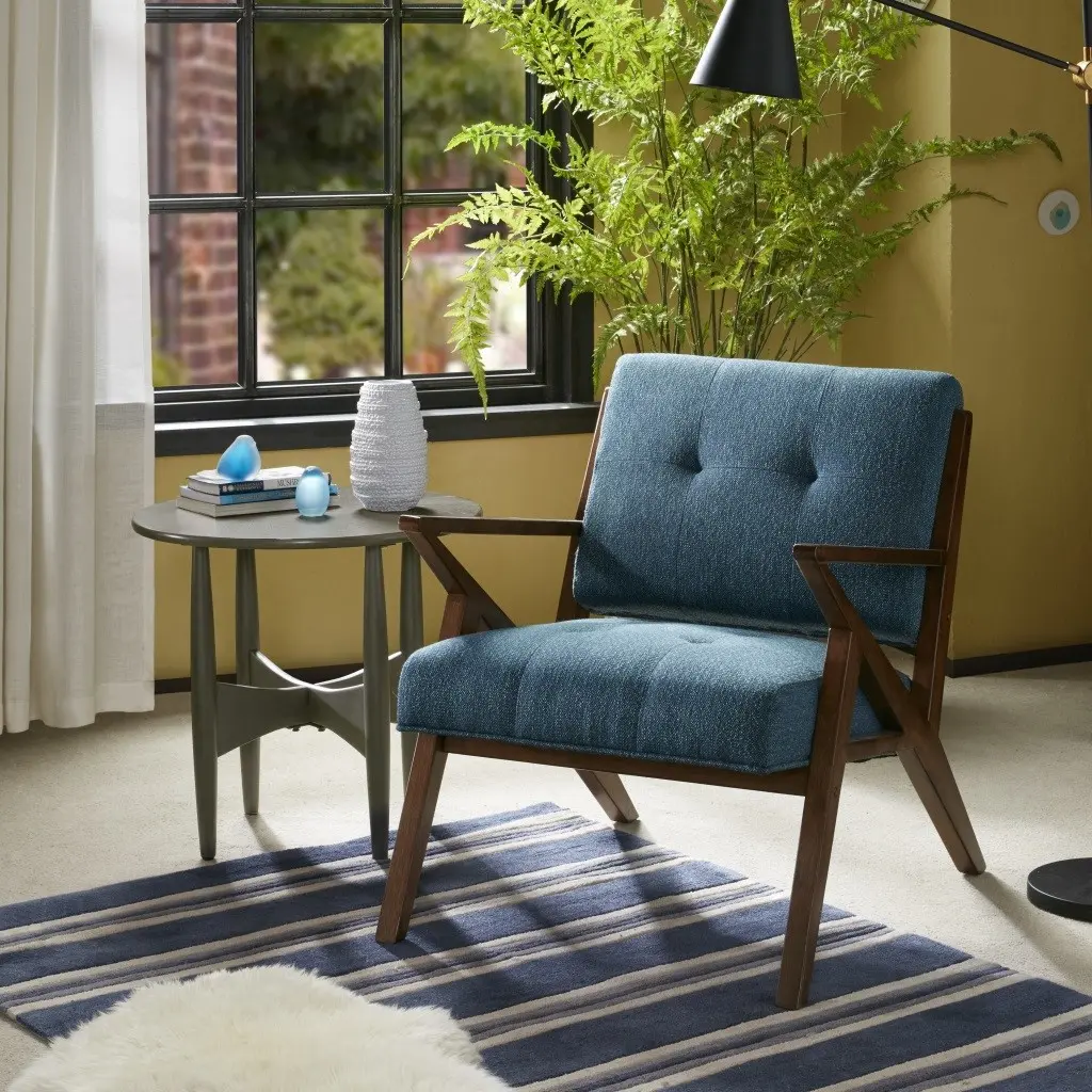 Rocket Mid Century Modern Blue Accent Chair-2