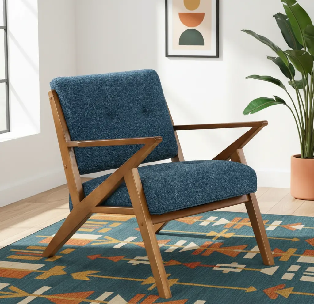 Rocket Mid Century Modern Blue Accent Chair-9