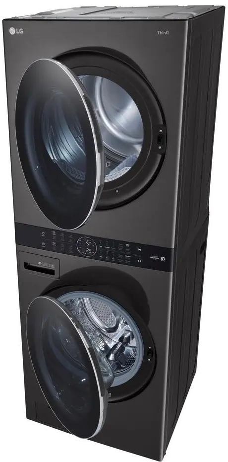 WKGX201HBA LG Single Unit Front Load LG WashTower with Center Control 4.5 cu. ft. Washer and 7.4 cu. ft. Gas Dryer - Black Steel-1