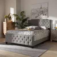 162-10327-RCW Contemporary Gray Queen Upholstered Bed - Katey