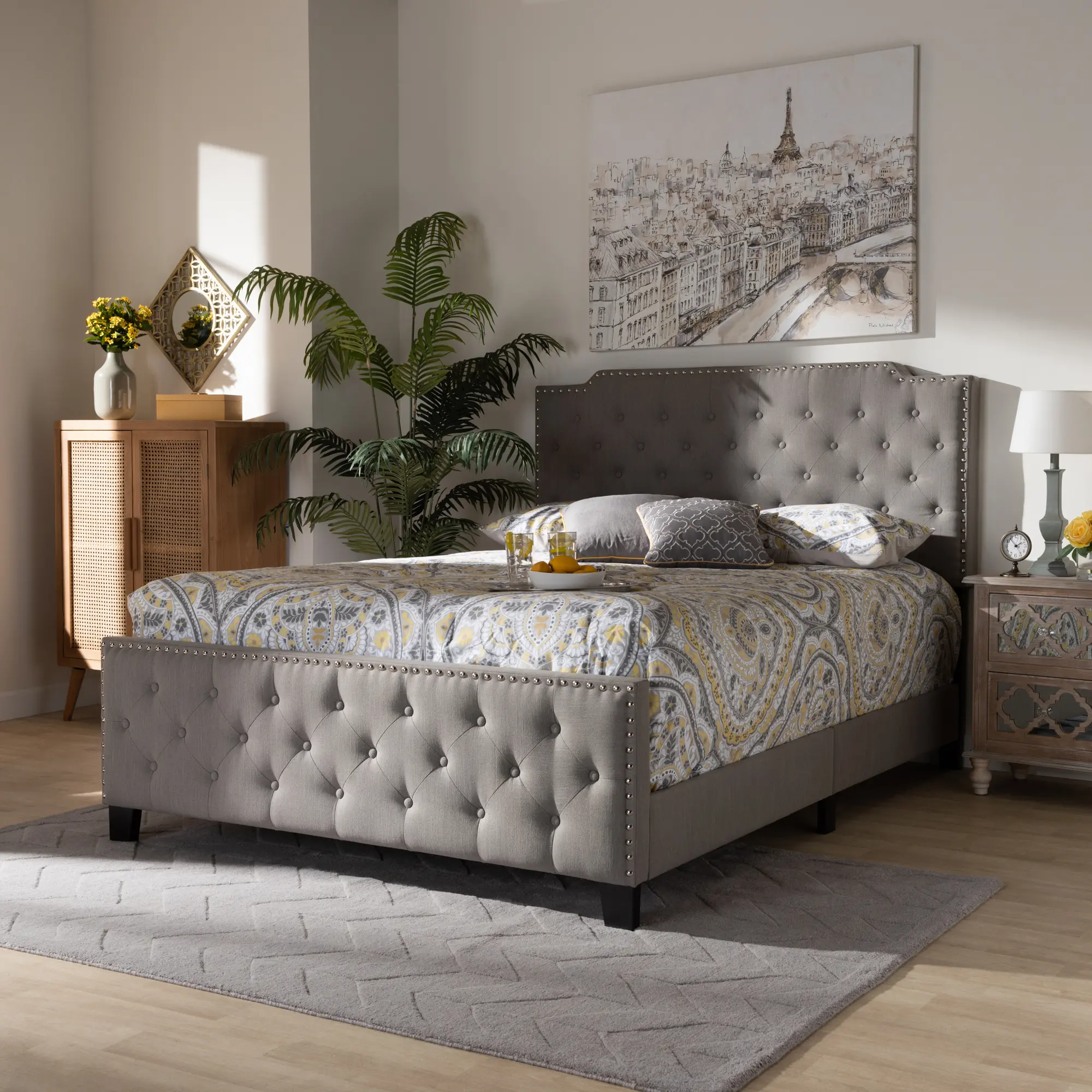 162-10328-RCW Contemporary Gray King Upholstered Bed - Katey-2